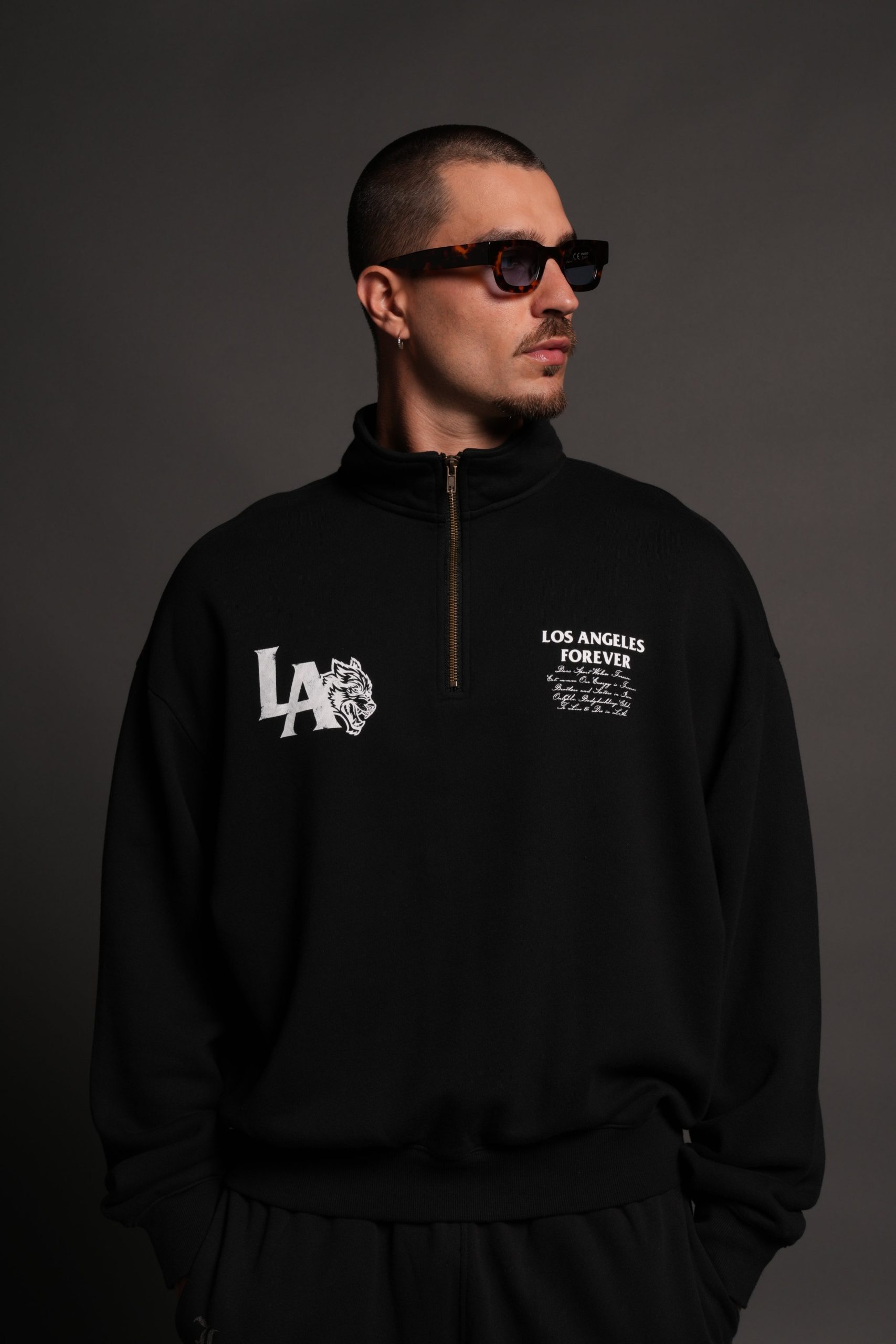La Wolves V2 Duke 1/4 Zip Mock Neck in Black - Image 4