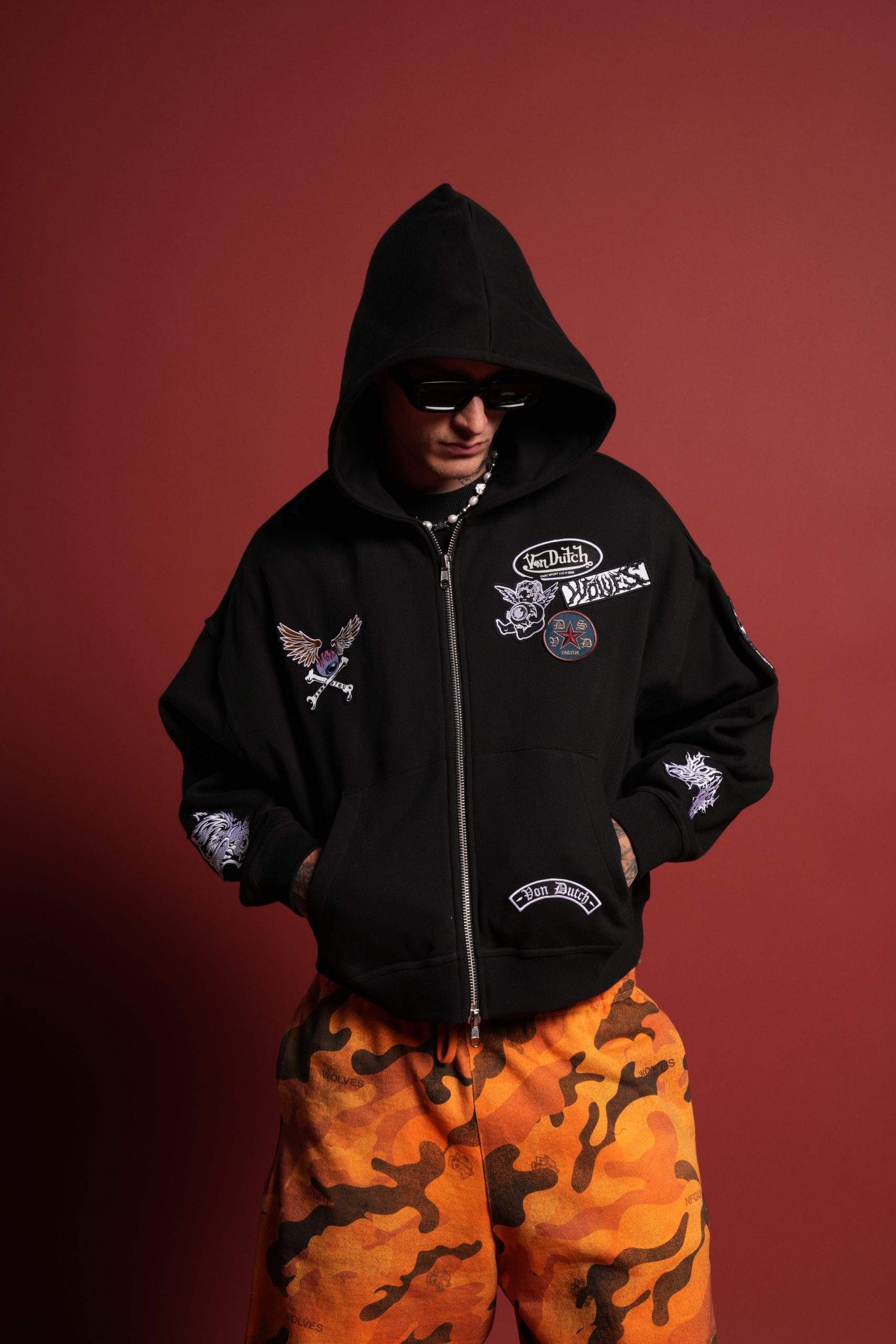 Darc Kulture Vex Double Zip Hoodie in Black - Image 3