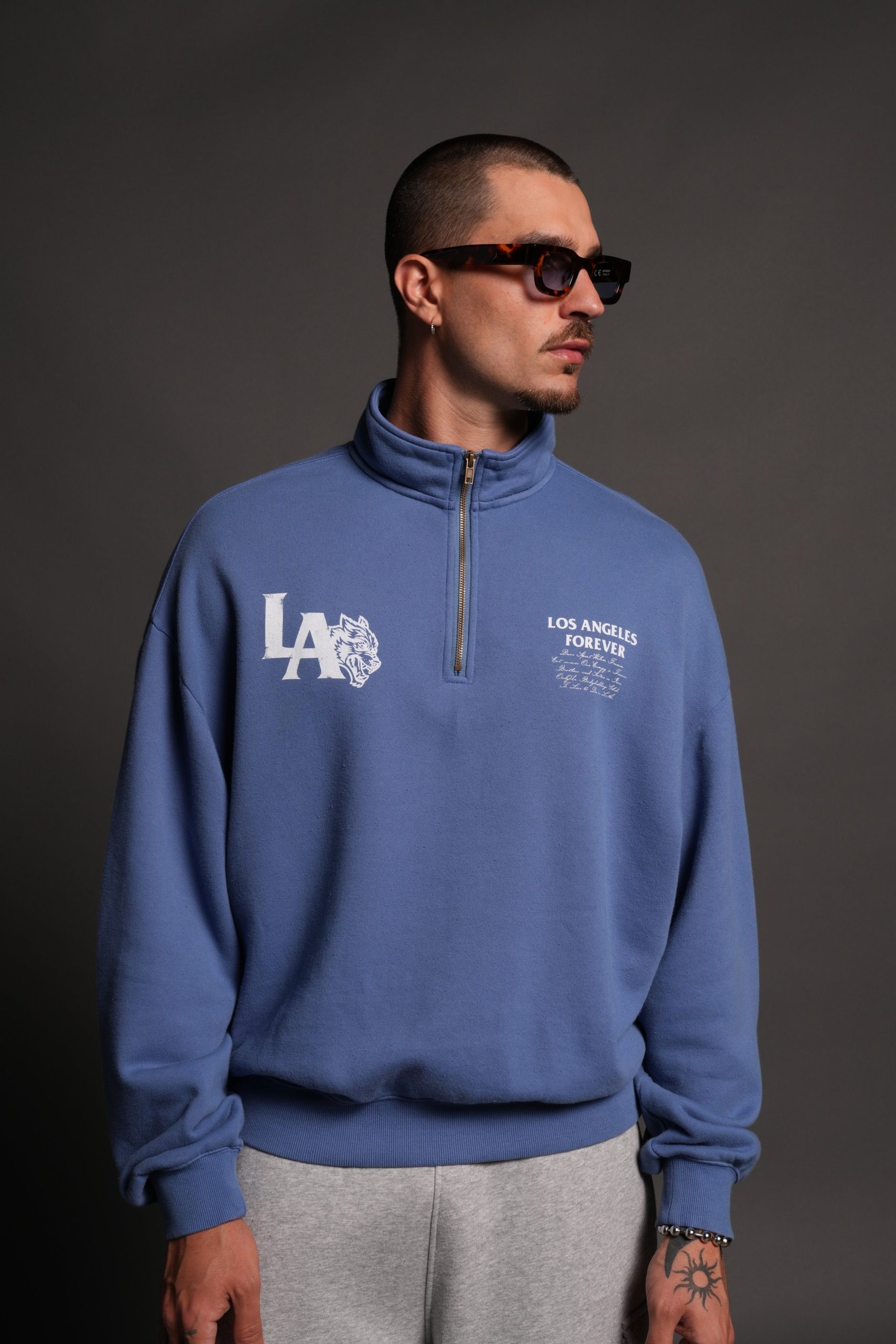 La Wolves V2 Duke 1/4 Zip Mock Neck in La Blue - Image 4