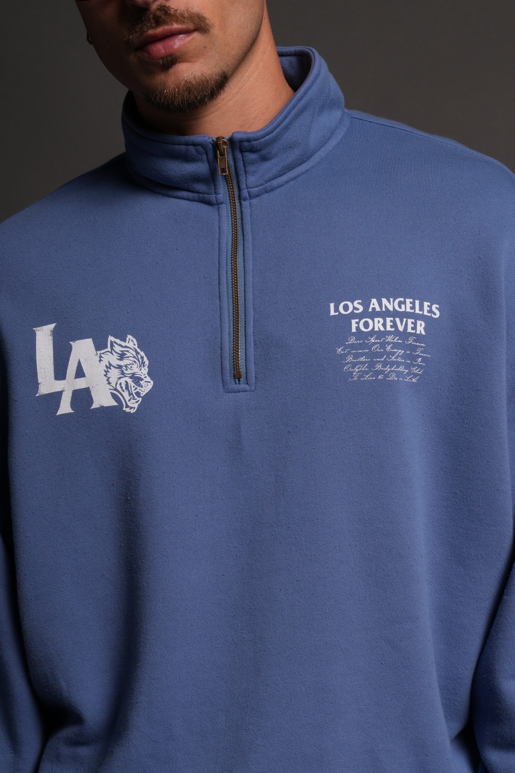 La Wolves V2 Duke 1/4 Zip Mock Neck in La Blue - Image 11