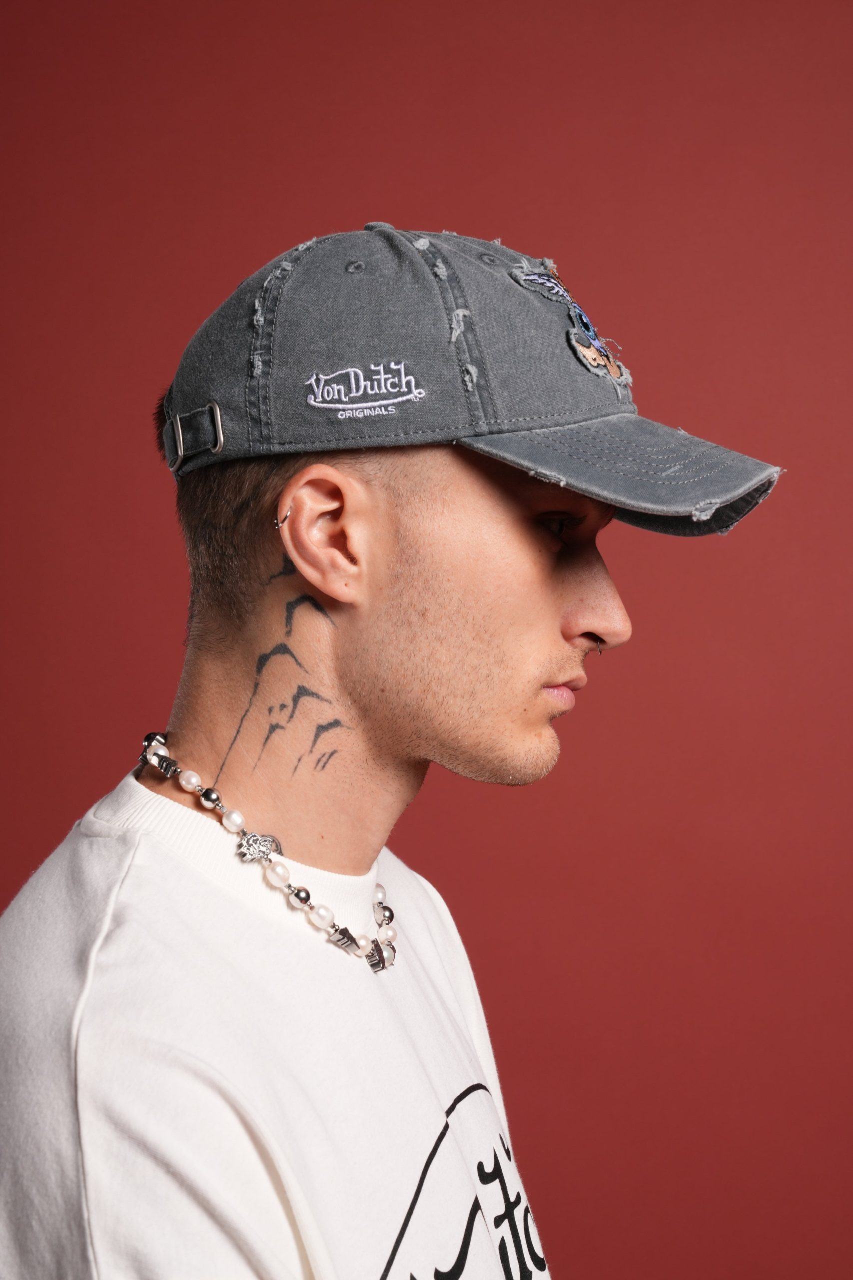 Cherub Eye Ball Distressed Dad Hat in Washed Wolf Gray - Image 6