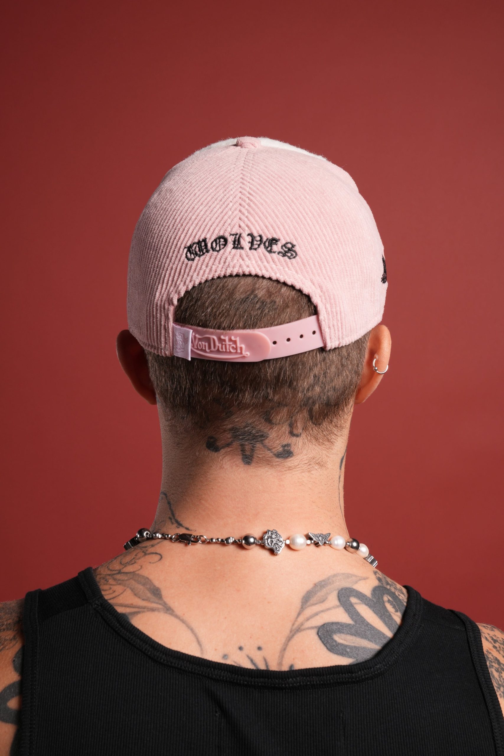 Cherub Eyeball Corduroy Trucker Hat in Bubblegum - Image 2