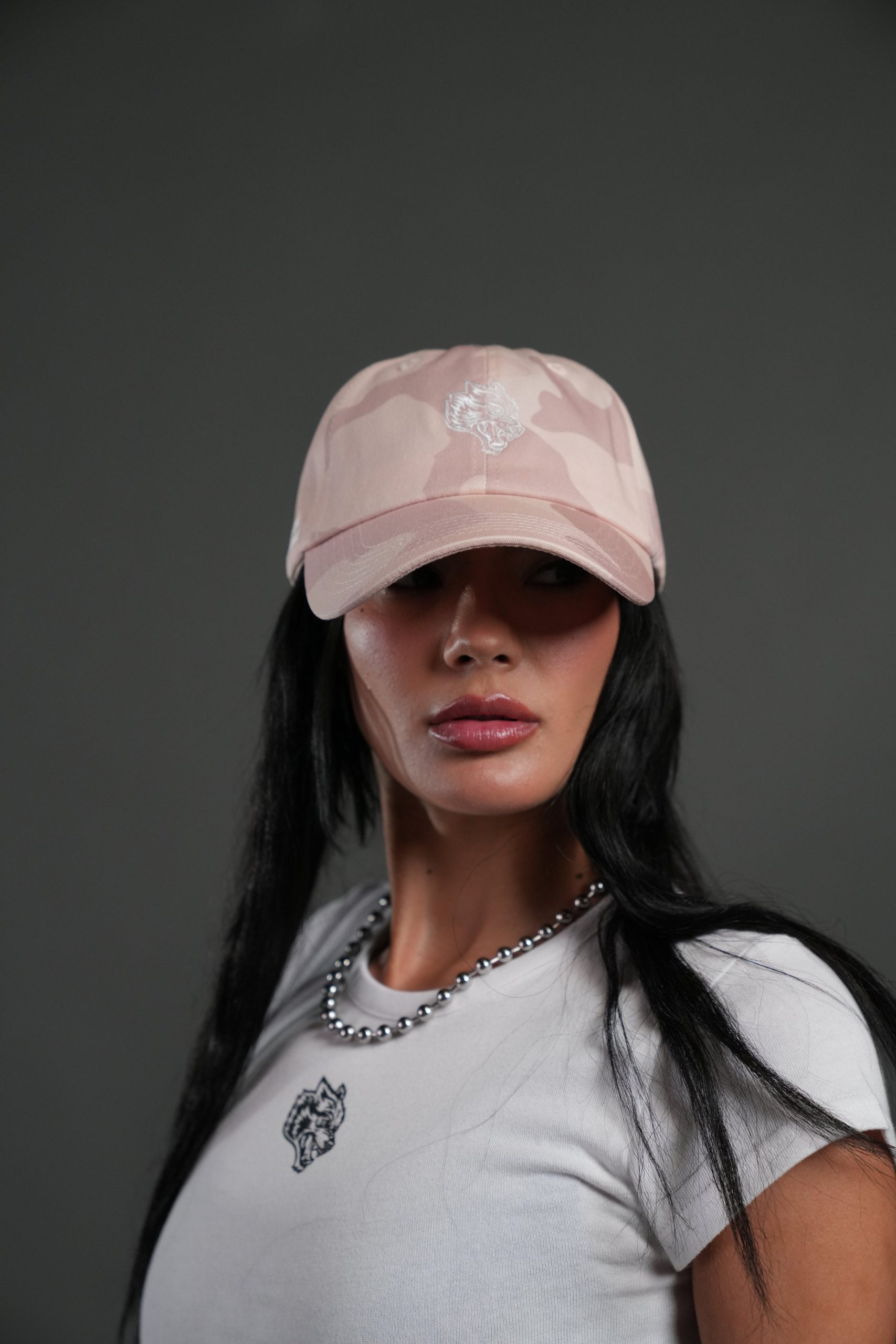 Wolf Head Forever Dad Hat V2 in Blush Vintage Woodland Camo - Image 2