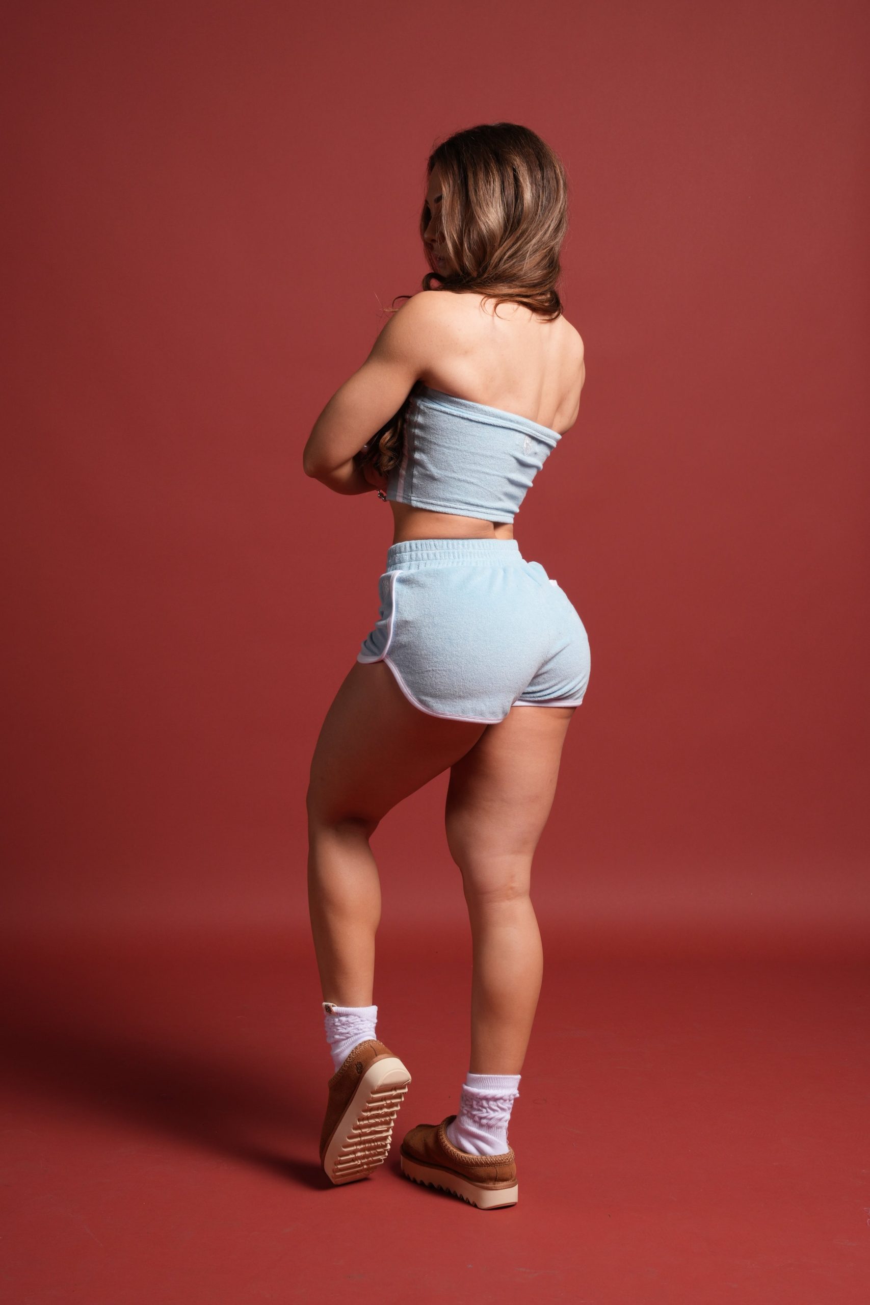Dual Wolf Tia Track Shorts in Baby Blue - Image 11