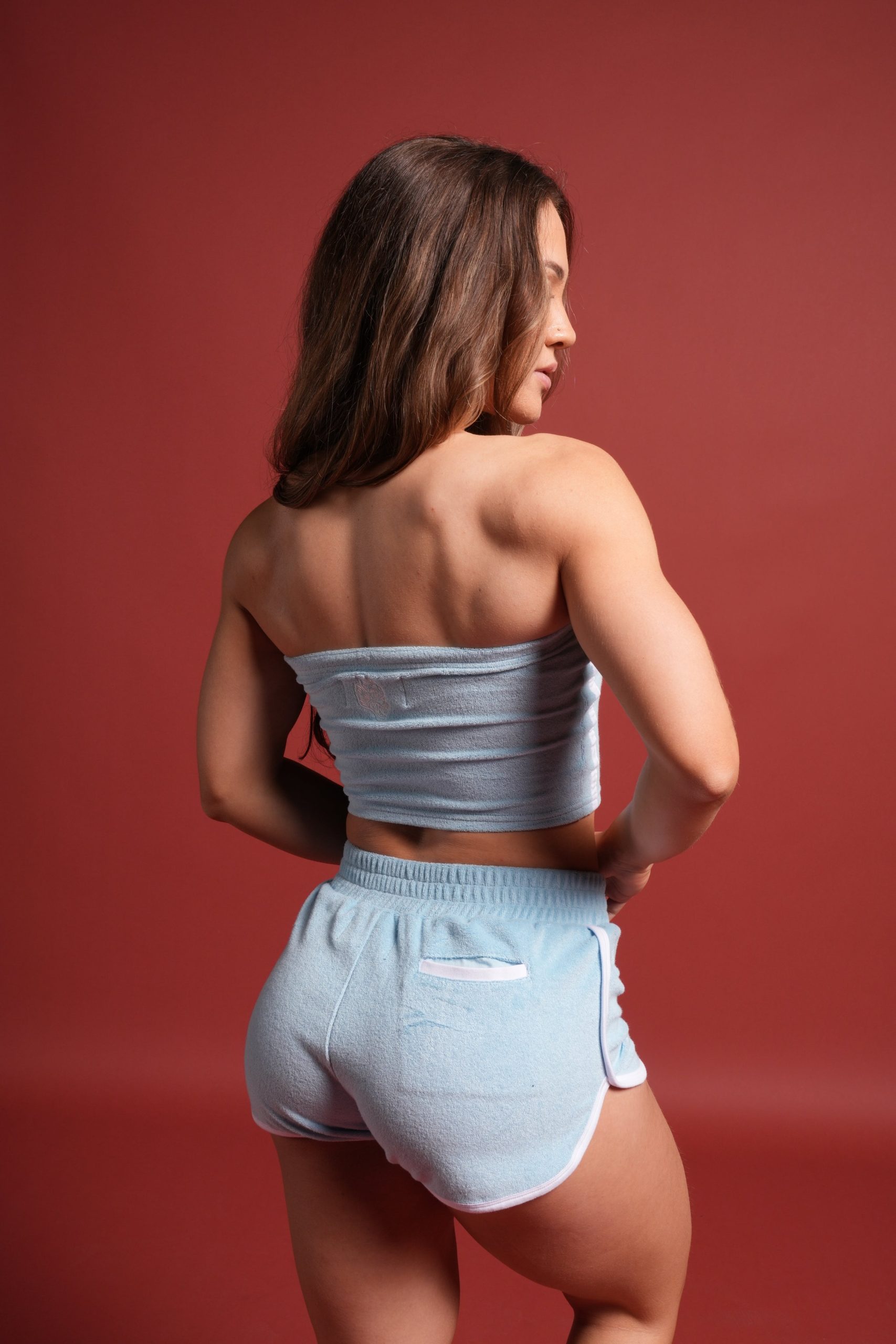 Dual Wolf Tia Track Shorts in Baby Blue - Image 4