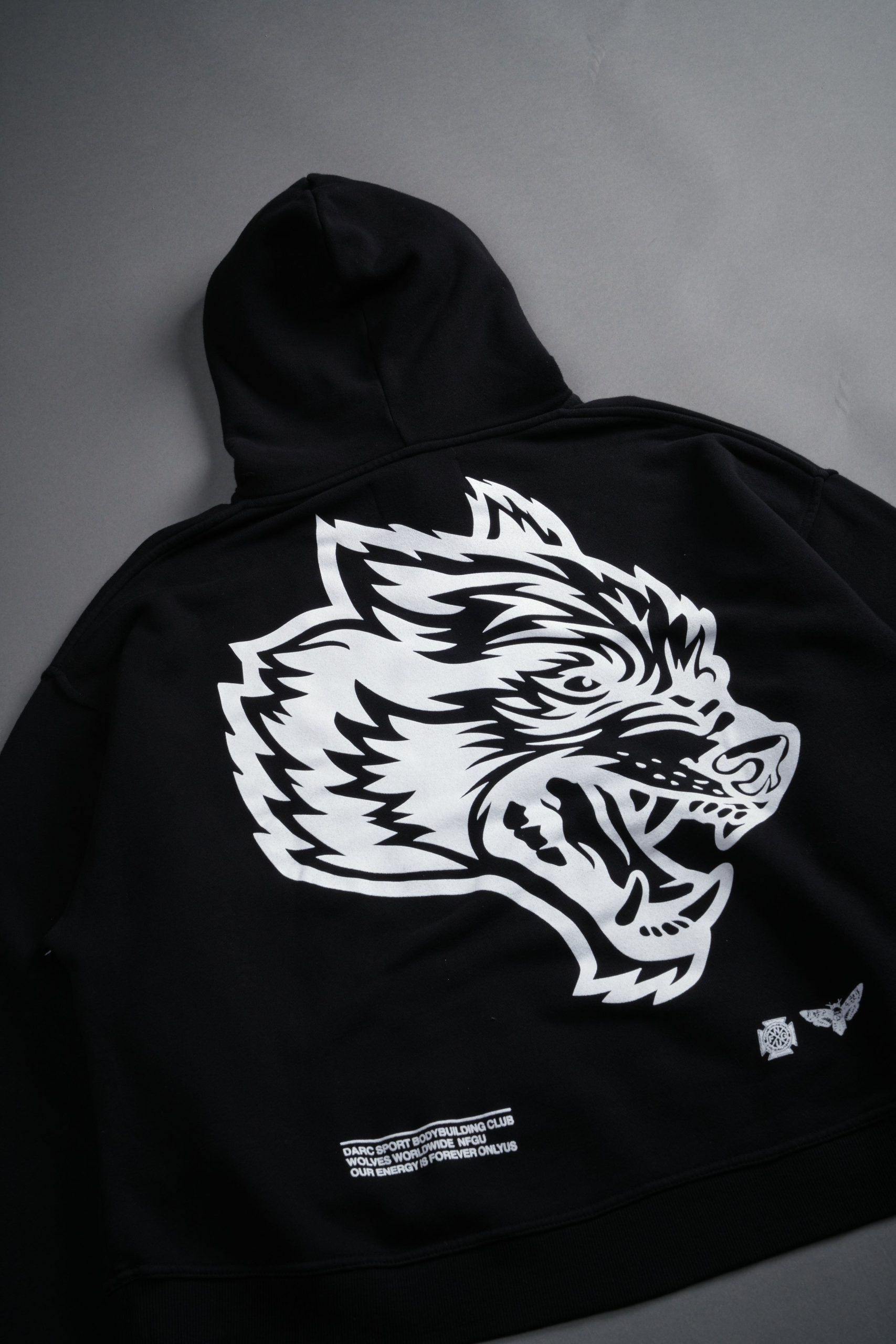 Respect Us Box Cut Pierce Hoodie in Black - Image 4