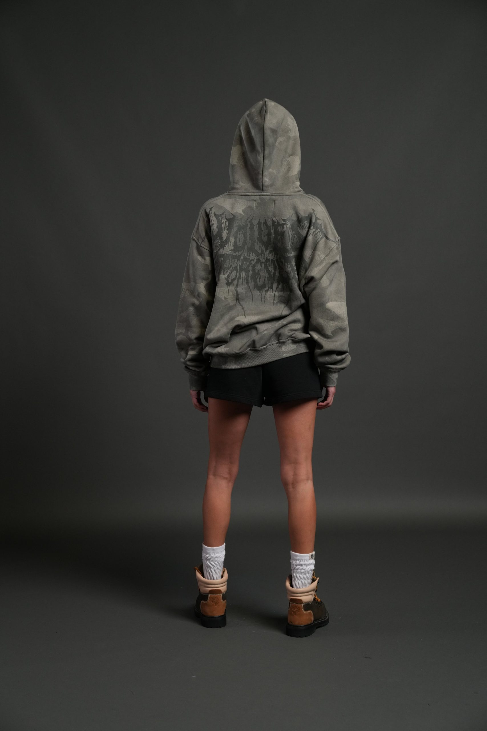 Drip Hesh WLVS FRVR Unisex Pierce Hoodie in Lush Vintage Woodland Camo - Image 10