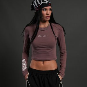 Stone Code L/S Baby Tee in Mauve