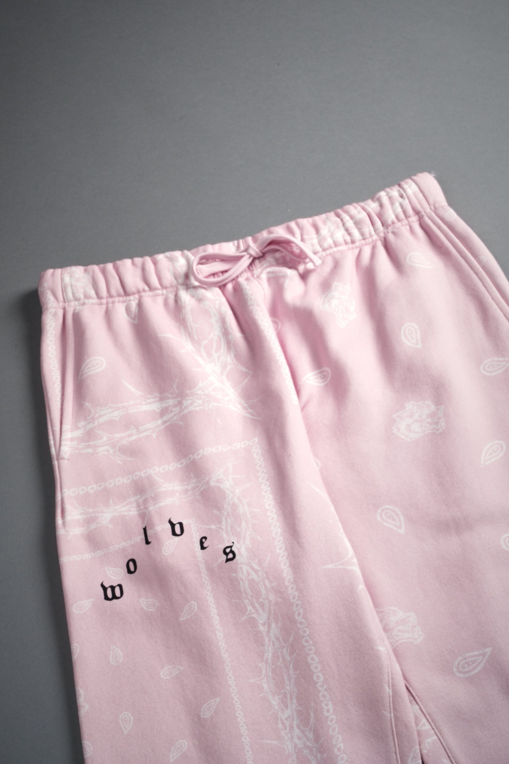 Wolves Pyramid Bigelow Sweat Pants in Blush Pink Thorn Paisley - Image 6