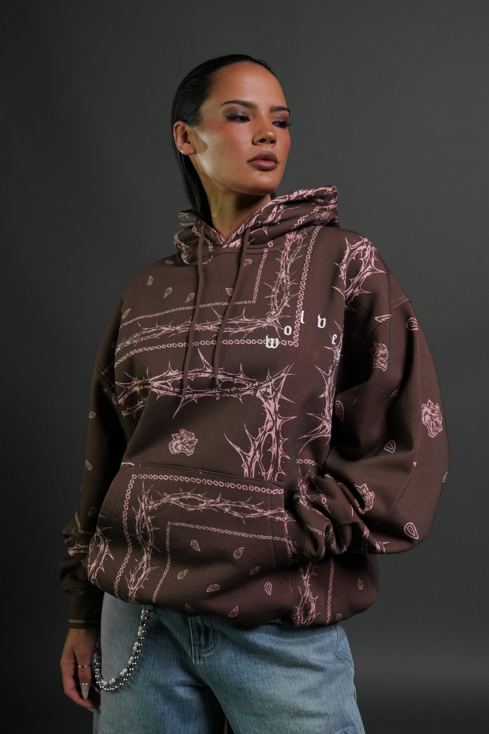 Wolves Pyramid Bishop Hoodie in Desert Dust Thorn Paisley - Image 8