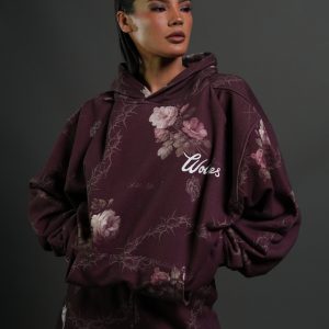 Rose Thorn Ellie Sweat Shorts in Cherry Wine Rose Thorn