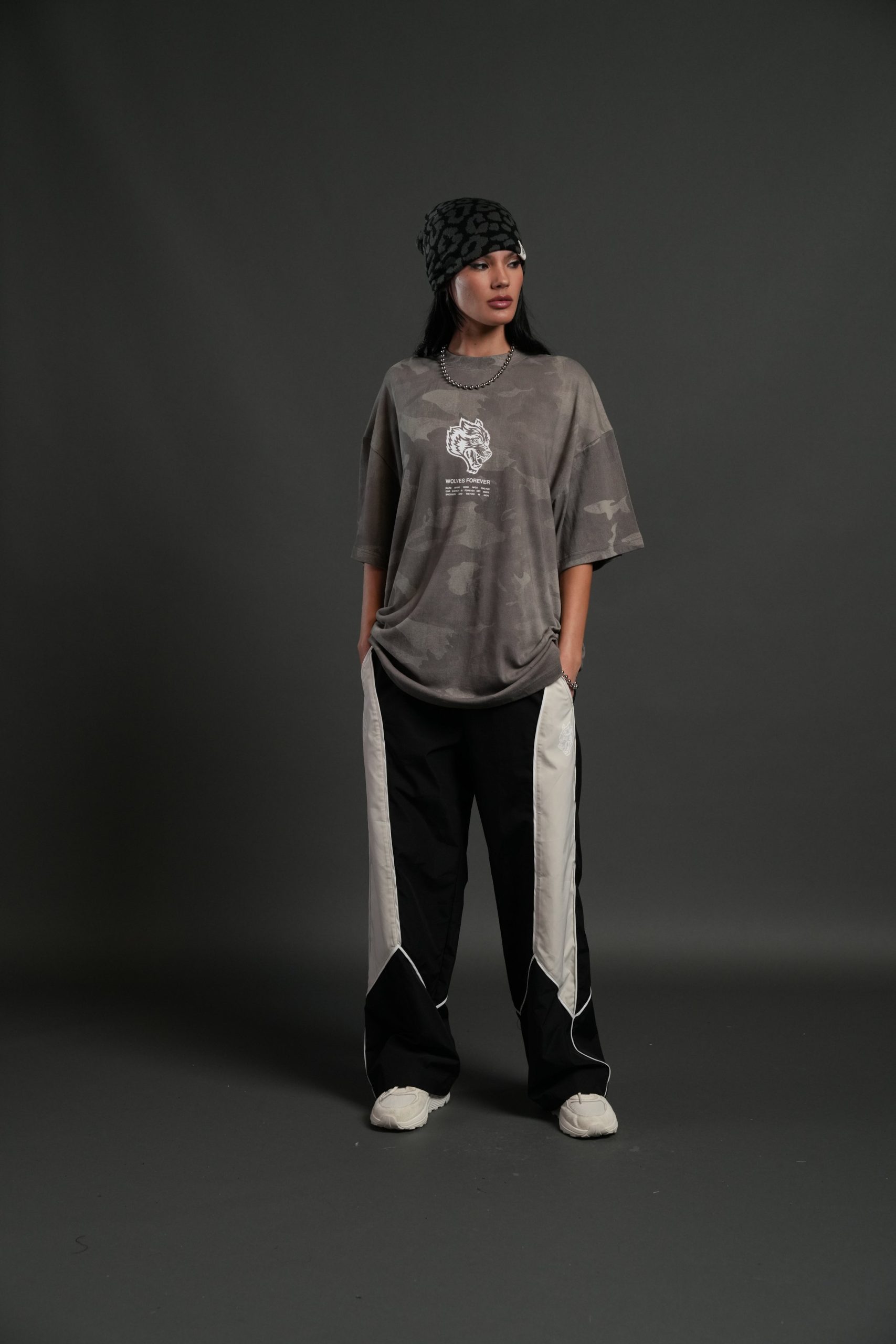 Wolves Have Your Back Unisex Premium Oversized Tee in Lush Vintage Woodland Camo - Image 5
