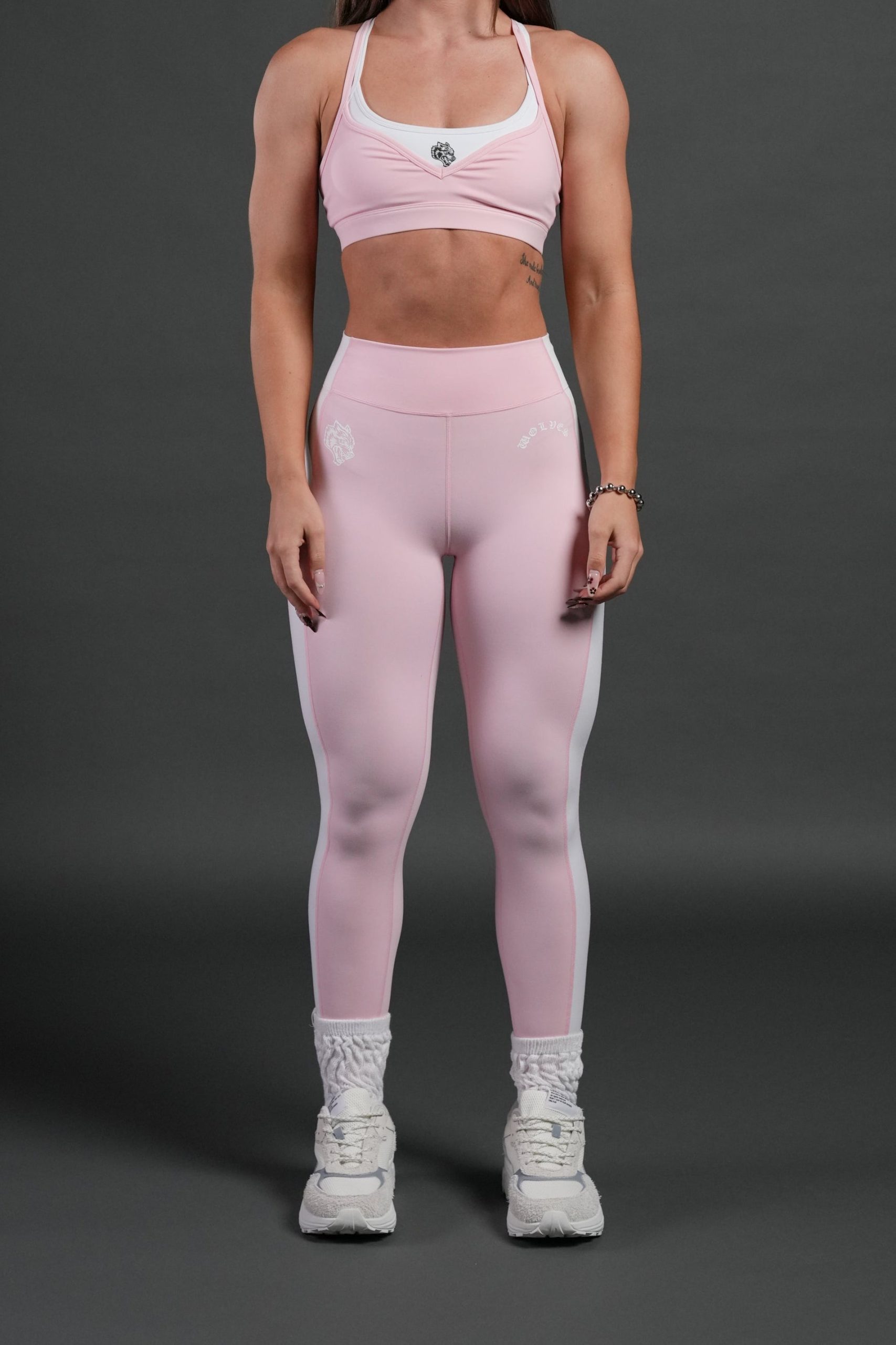 Chopper Wolf Celine Stripe Energy Leggings in Warm Blush