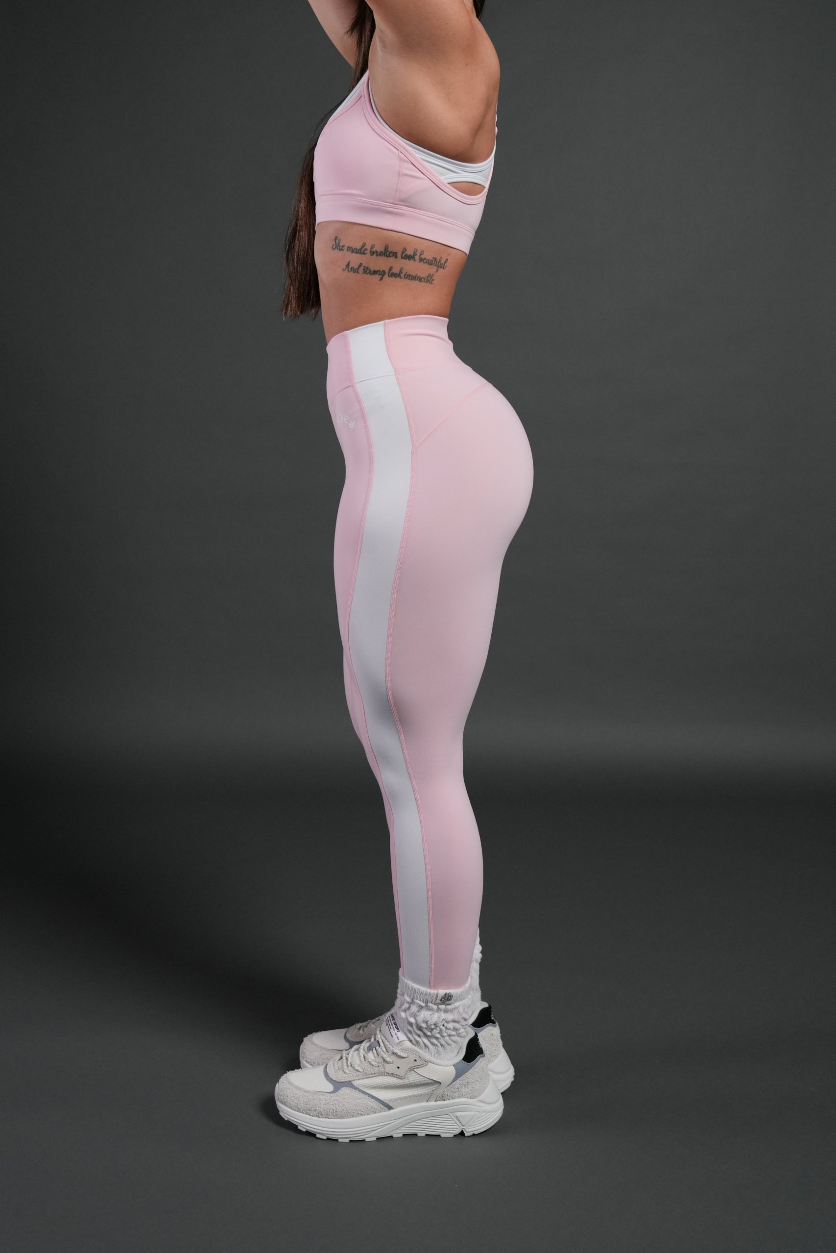 Chopper Wolf Celine Stripe Energy Leggings in Warm Blush - Image 2
