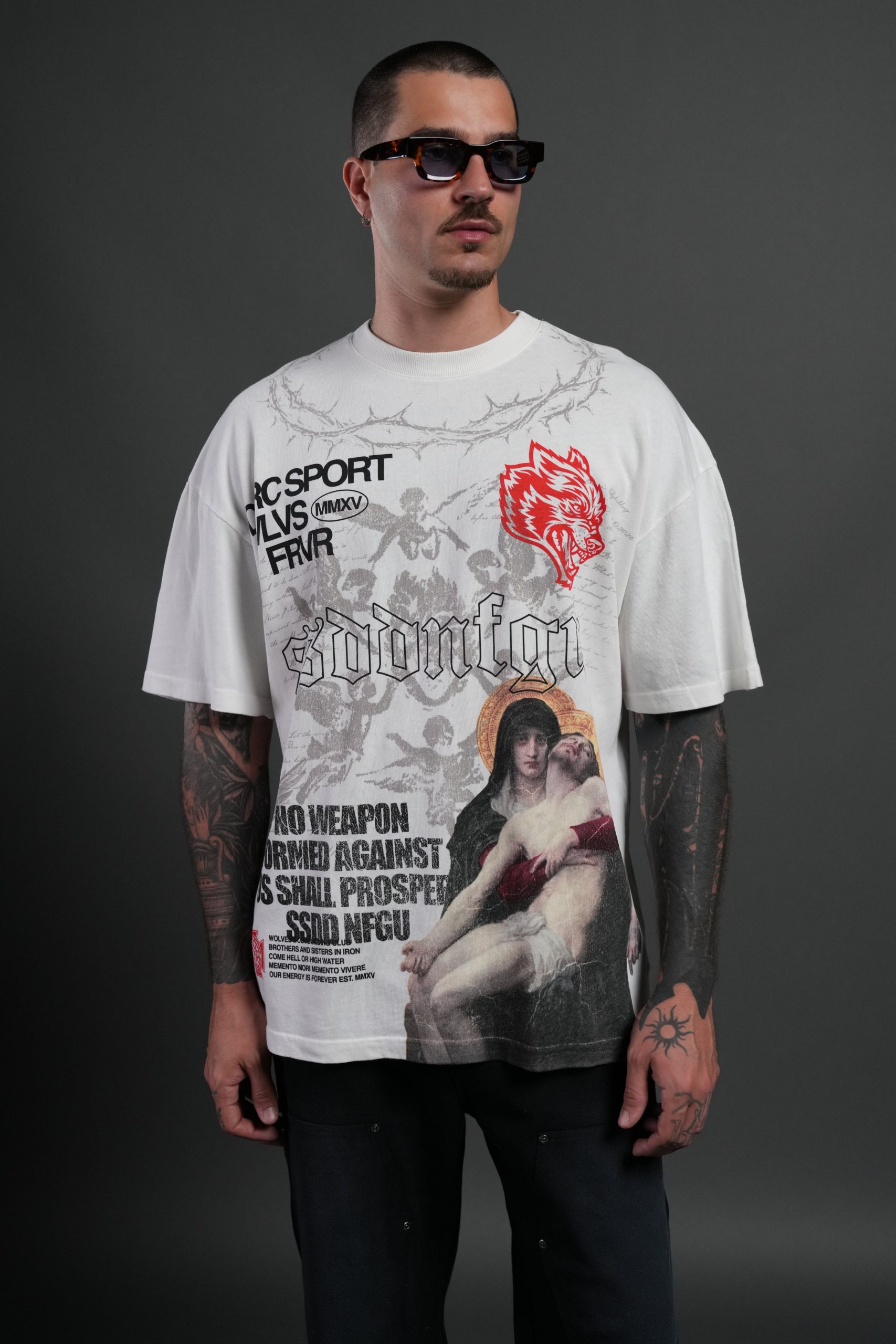 Creed Premium Oversized Tee in Cream - Image 4