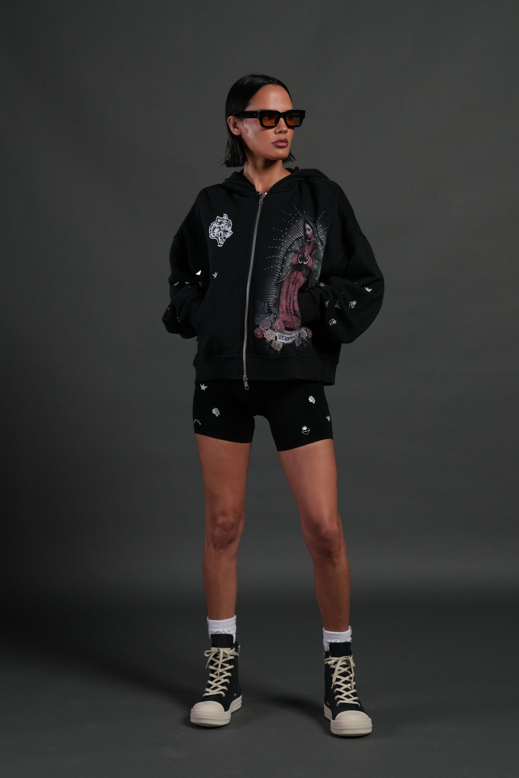 Verona Noir Vex Double Zip Hoodie in Black - Image 9