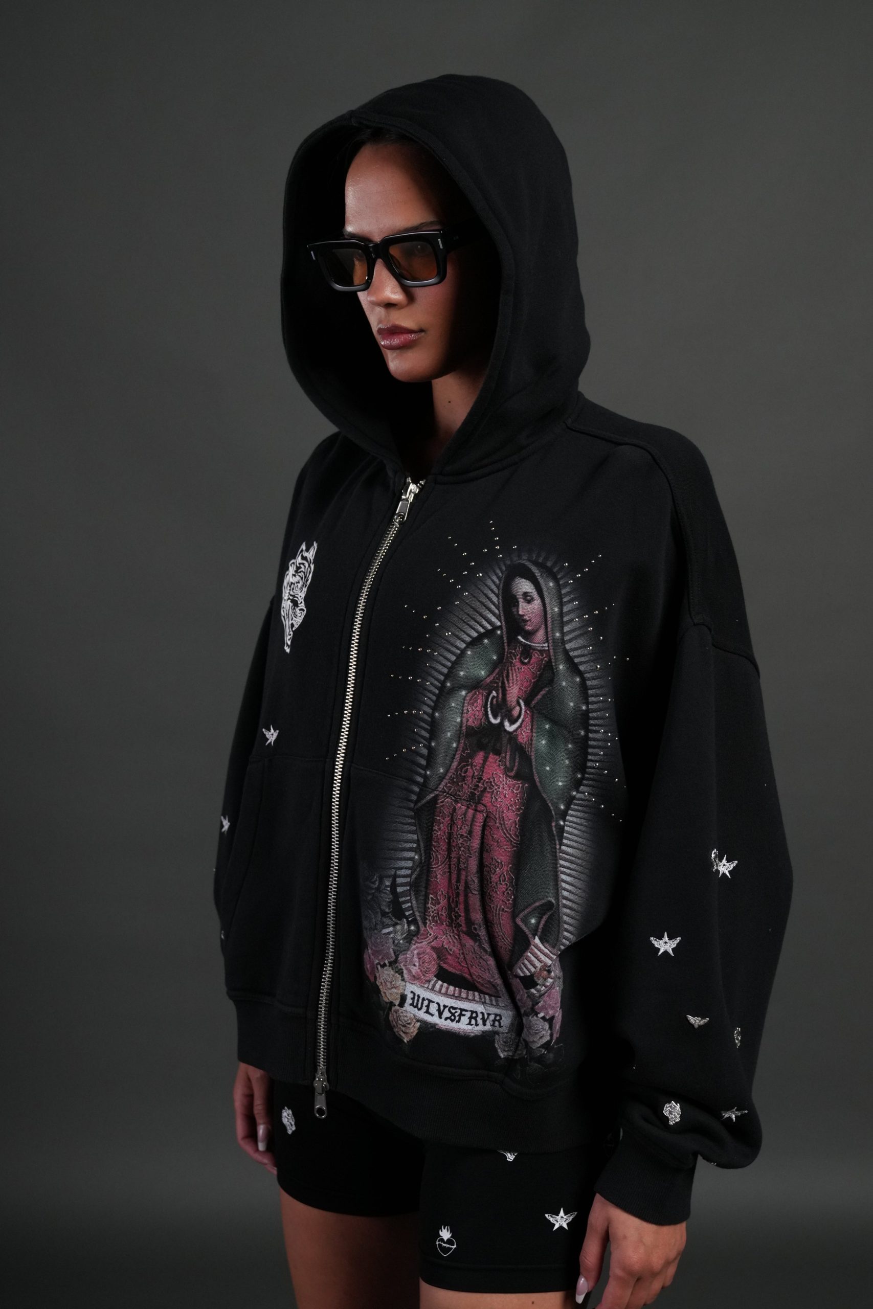 Verona Noir Vex Double Zip Hoodie in Black - Image 11