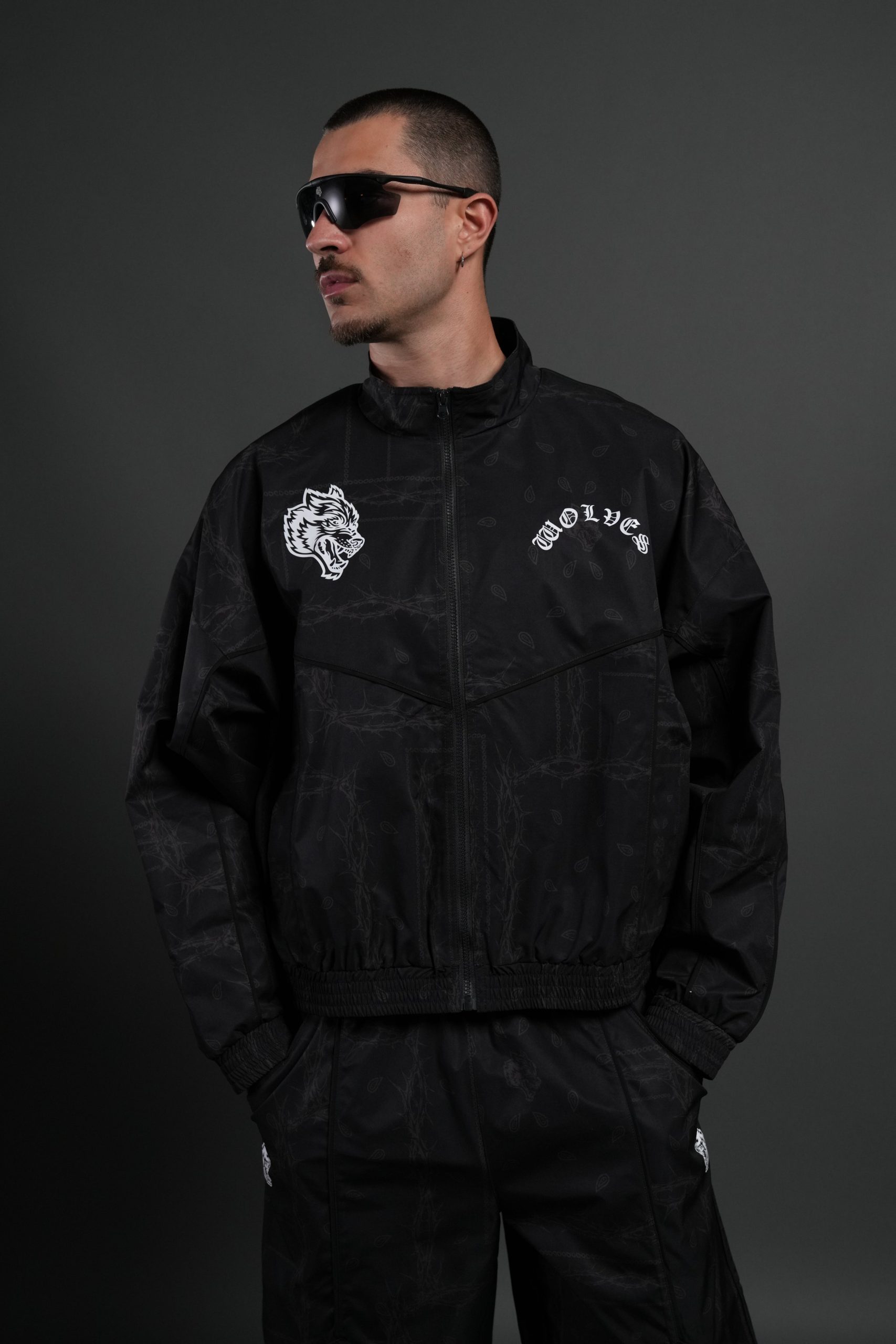 Thorned Paisley Quinn Track Jacket in Black Thorn Paisley - Image 4