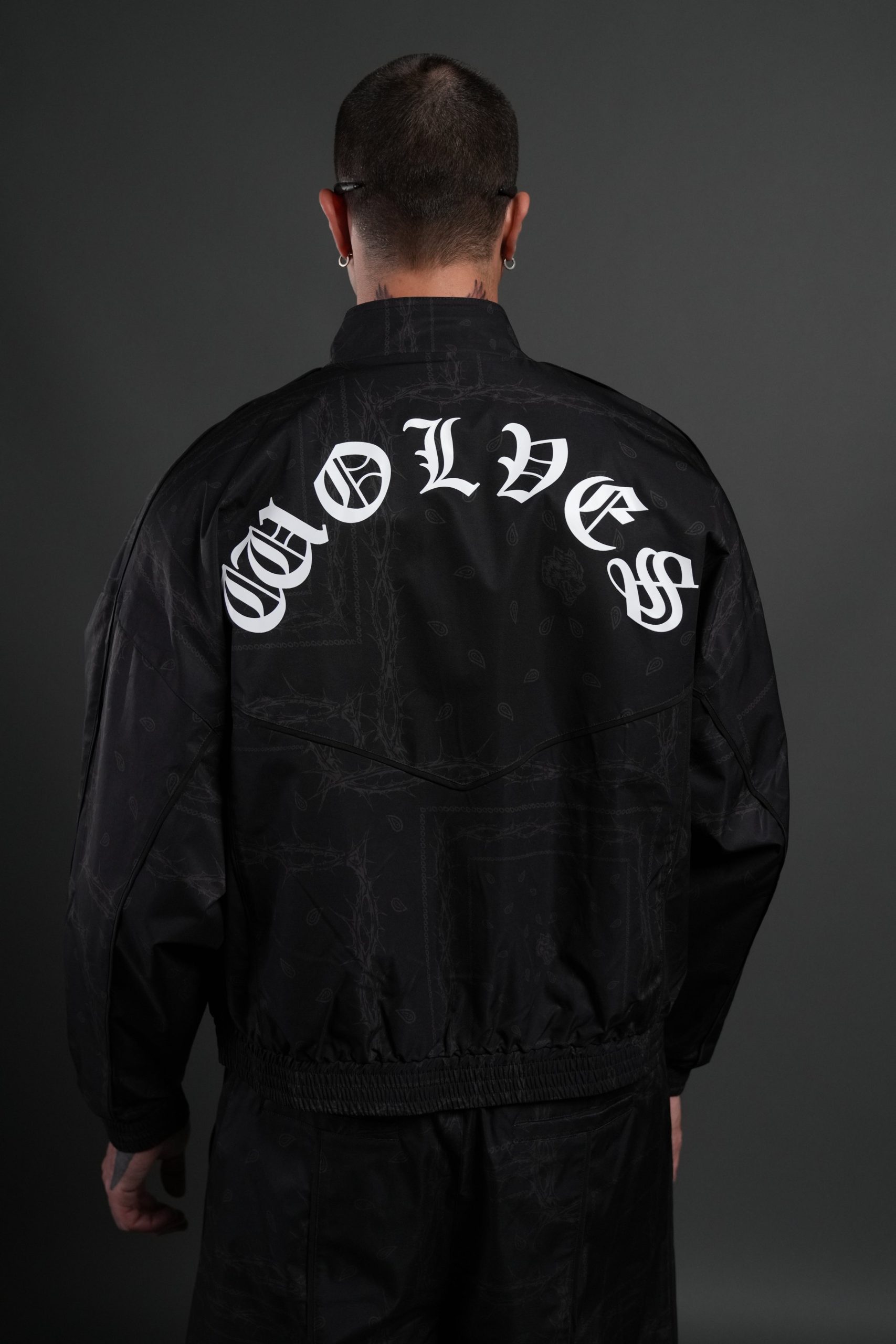 Thorned Paisley Quinn Track Jacket in Black Thorn Paisley - Image 2