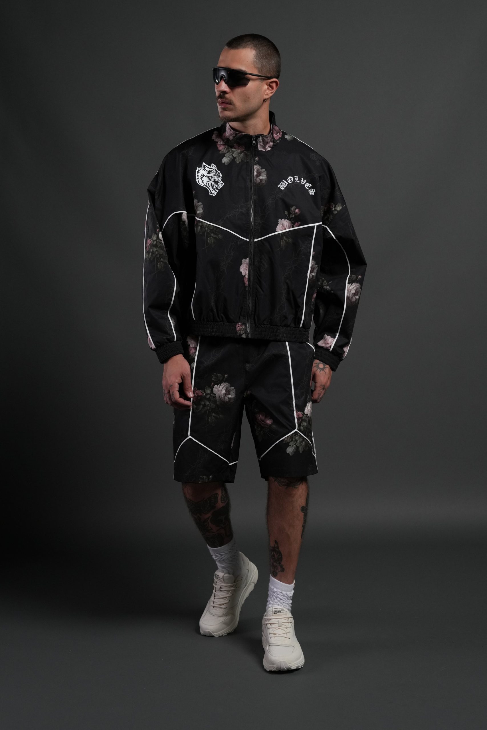 Wolf Chopper Quinn Track Jacket in Black Rose Thorn - Image 5