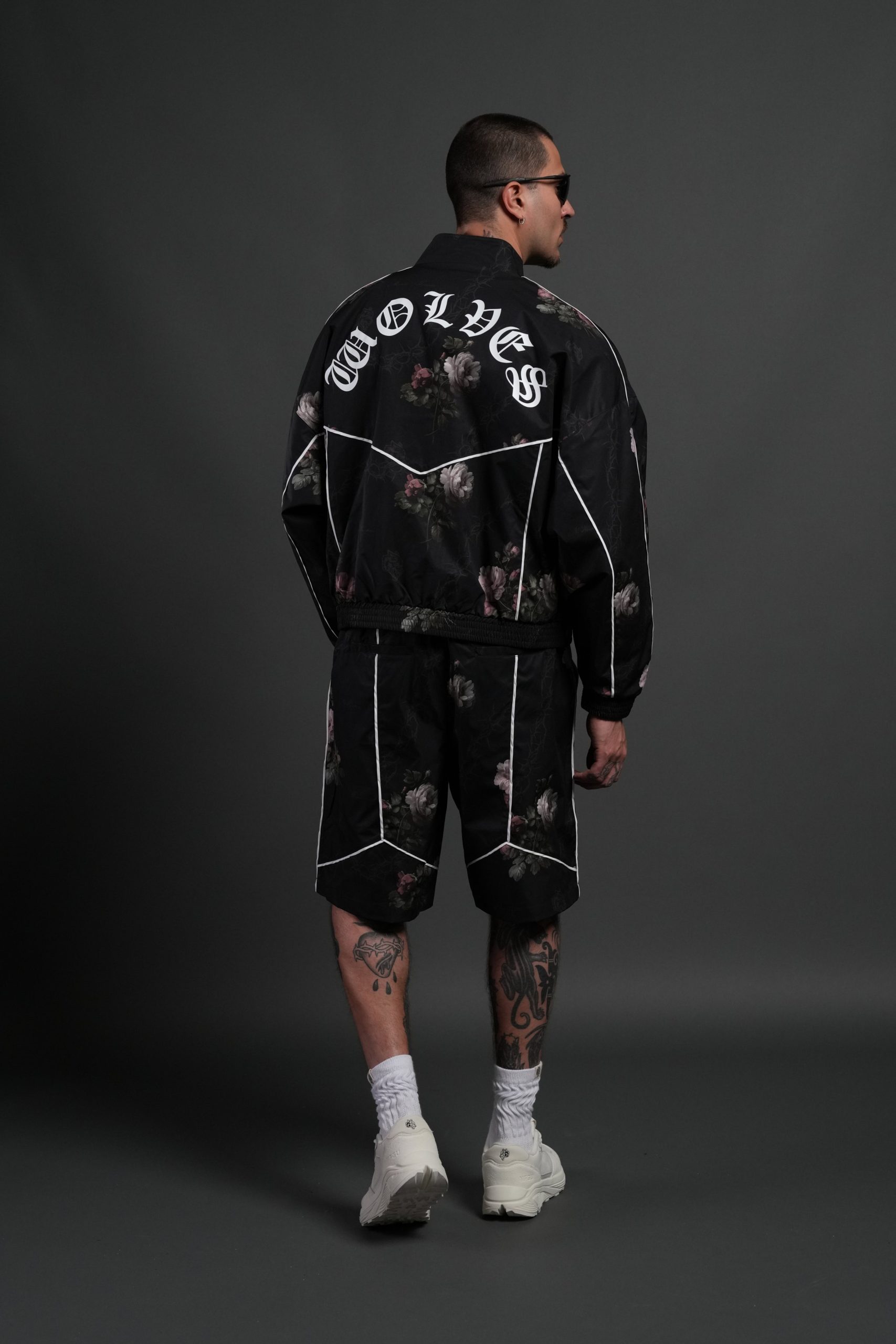 Dual Mens Quinn Track Shorts in Black Rose Thorn - Image 4