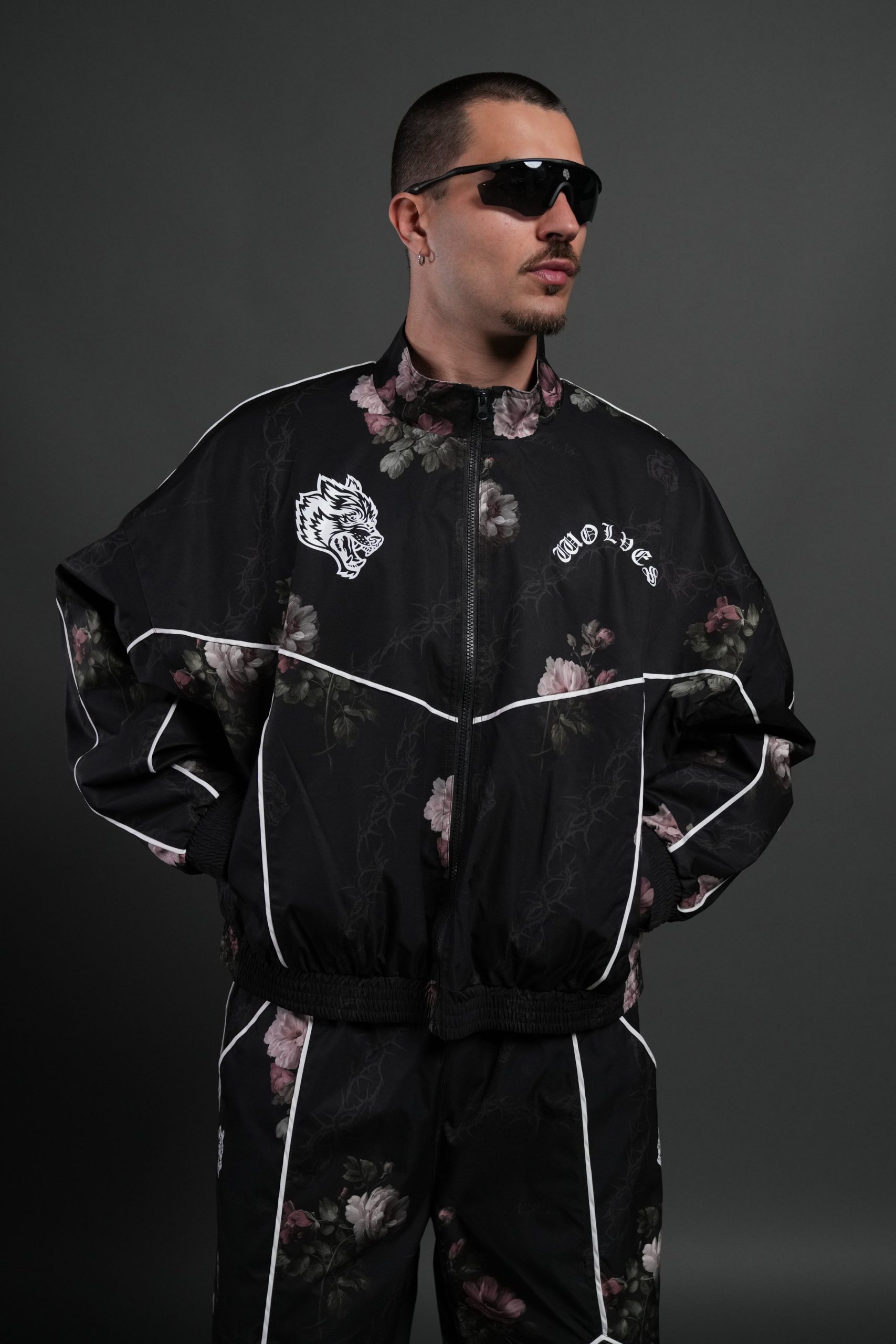 Wolf Chopper Quinn Track Jacket in Black Rose Thorn - Image 4