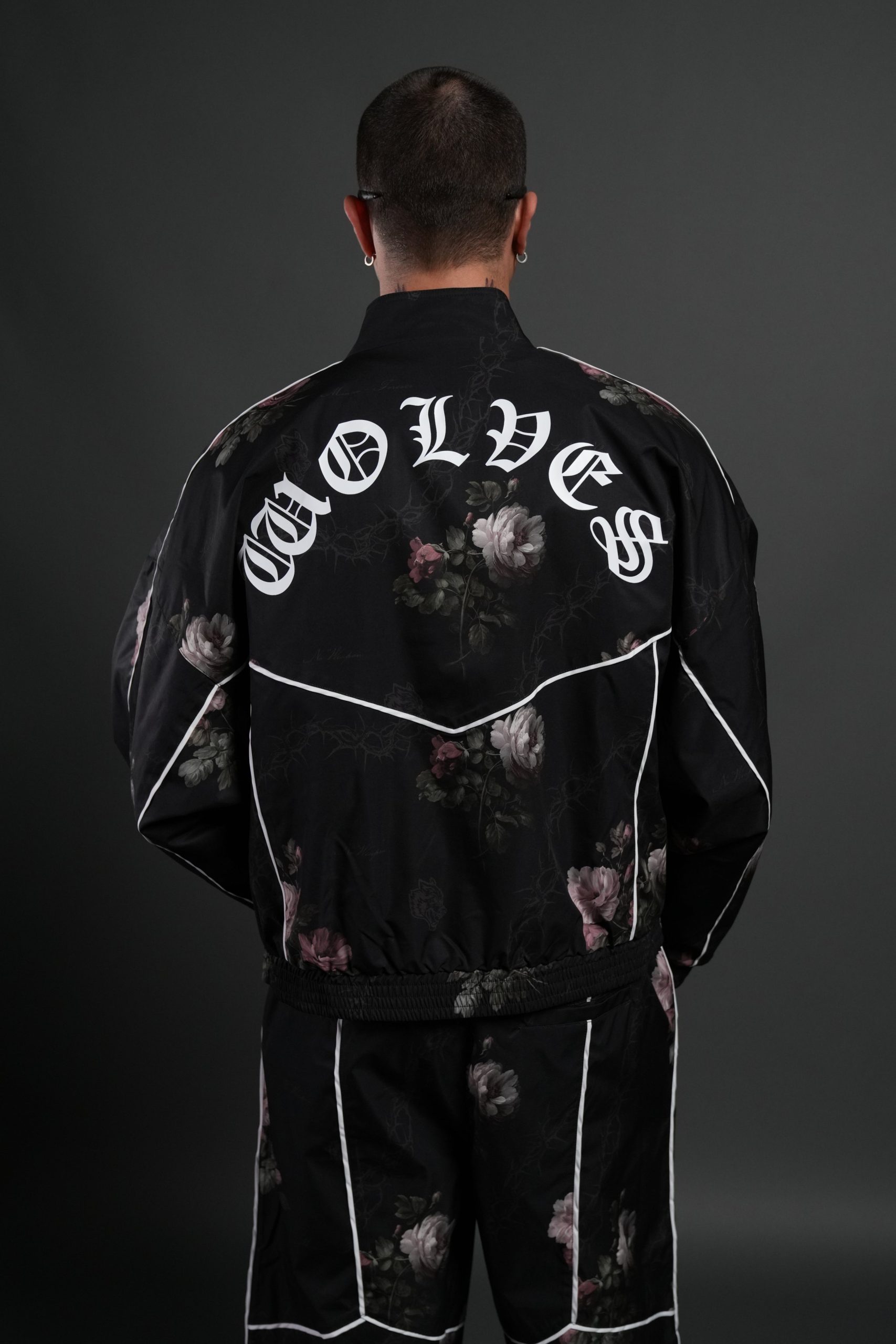 Wolf Chopper Quinn Track Jacket in Black Rose Thorn - Image 2