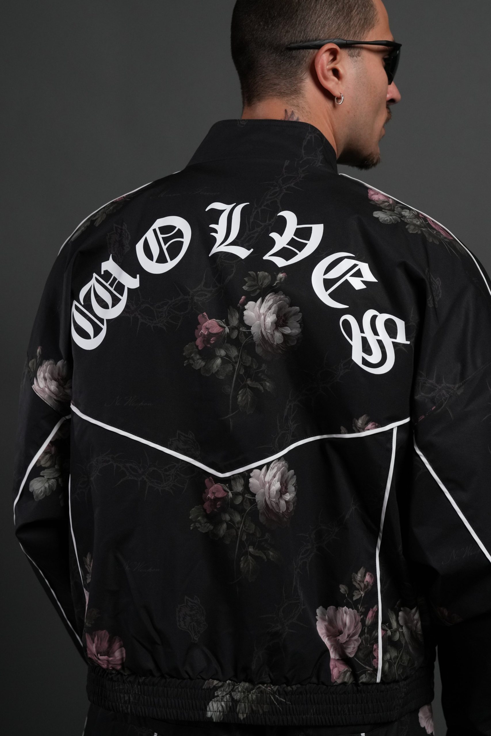Wolf Chopper Quinn Track Jacket in Black Rose Thorn - Image 8