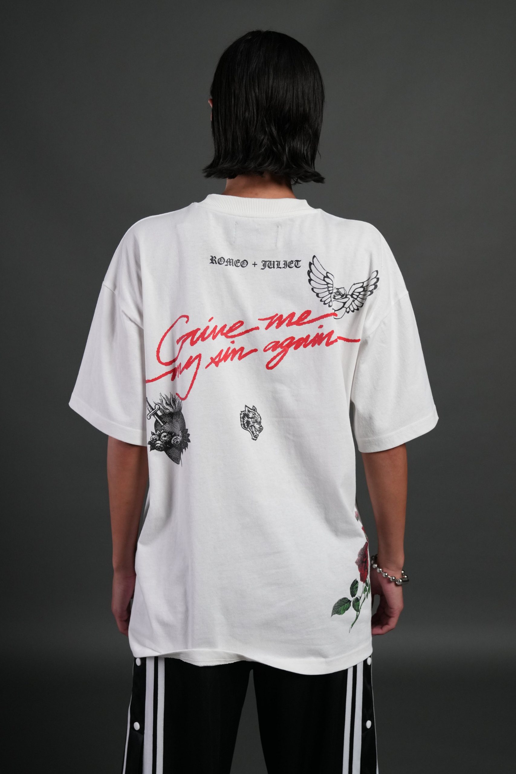 Sin Again Unisex Grunge Tee in Cream - Image 4