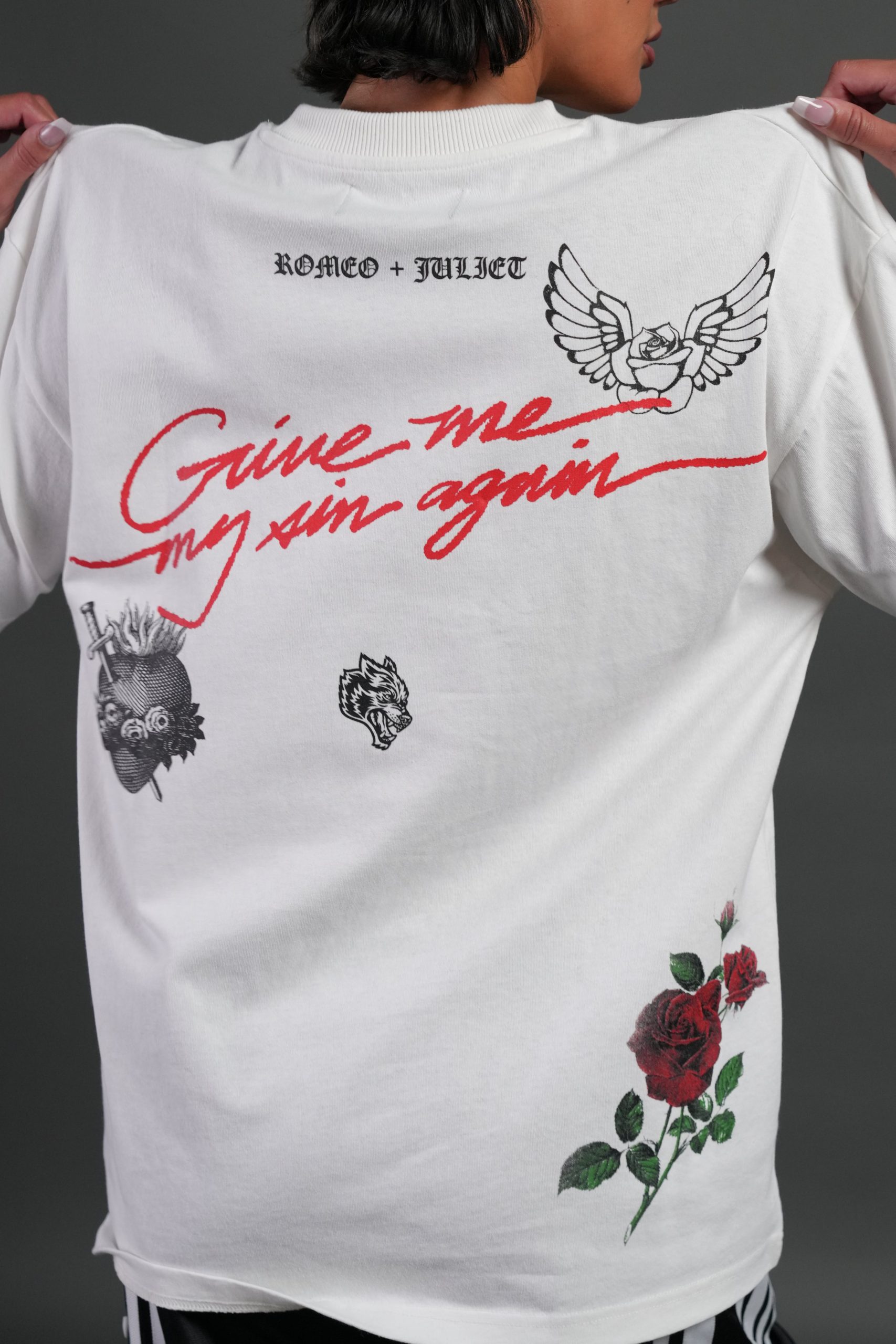 Sin Again Unisex Grunge Tee in Cream - Image 7