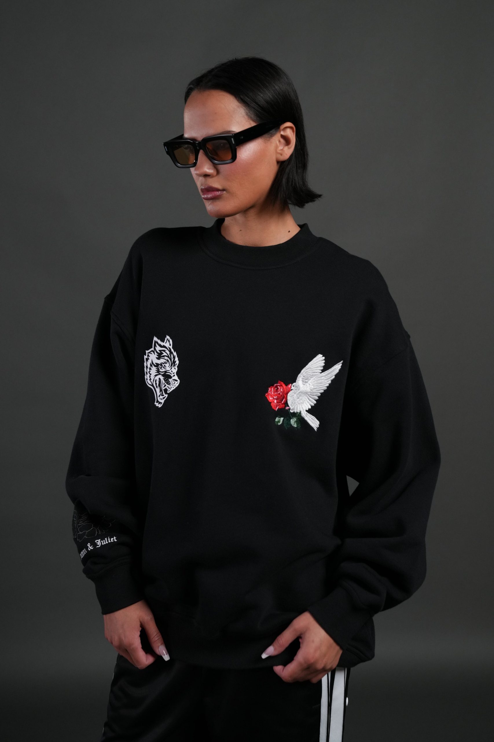 Doomed Love London Unisex Crewneck in Black - Image 9