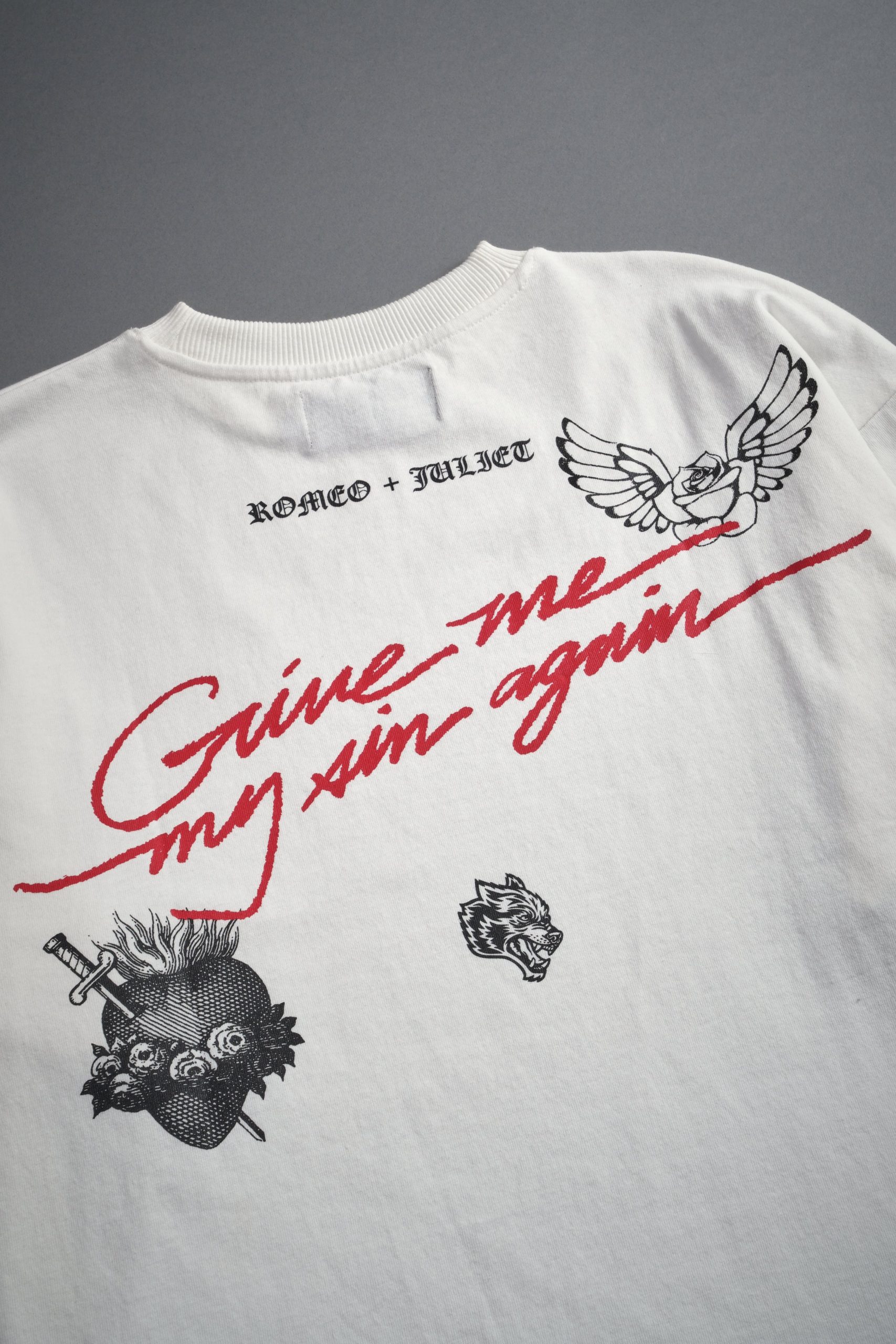 Sin Again Unisex Grunge Tee in Cream - Image 15