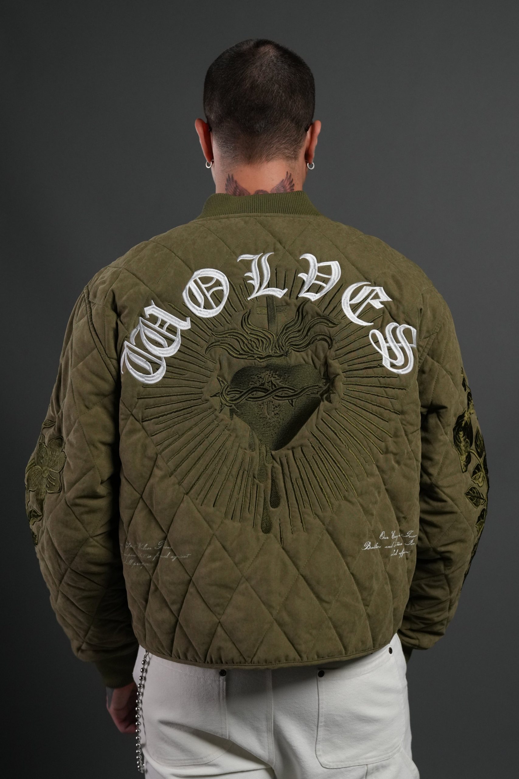 Sacred Wolves Boxy Darco Quilted Jacket in Olive - Image 2