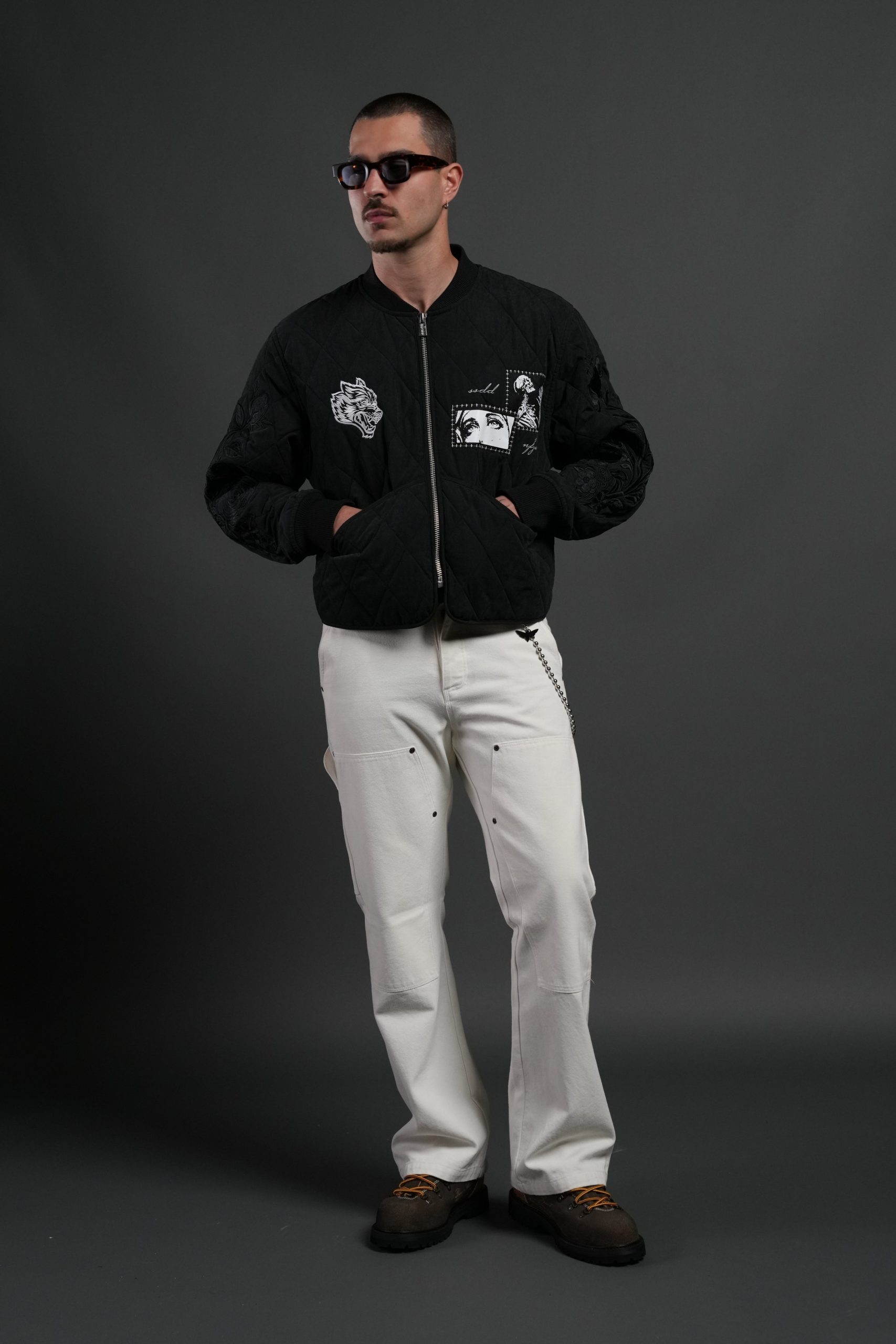 Sacred Wolves Boxy Darco Quilted Jacket in Black - Image 5
