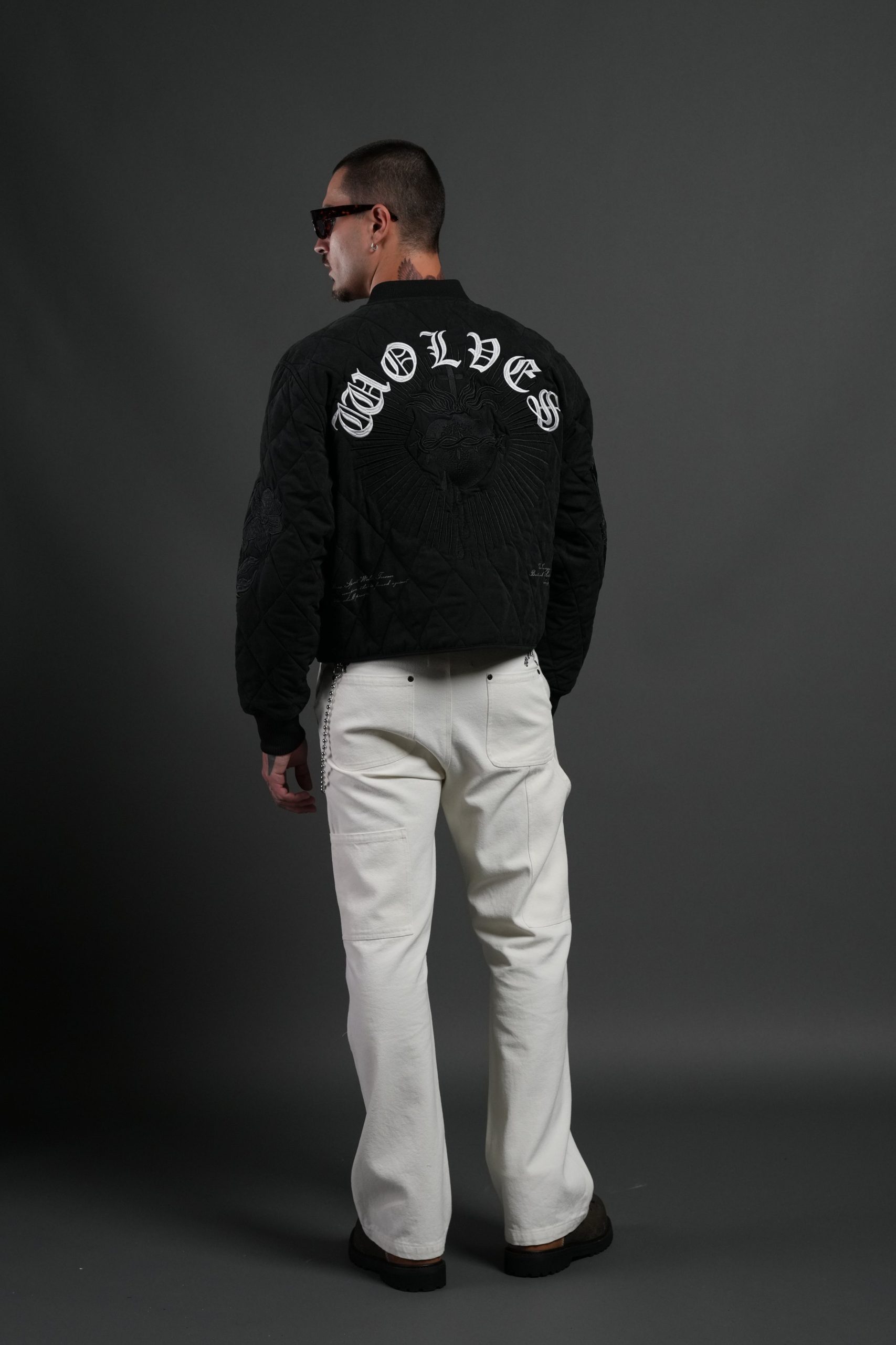 Sacred Wolves Boxy Darco Quilted Jacket in Black - Image 6