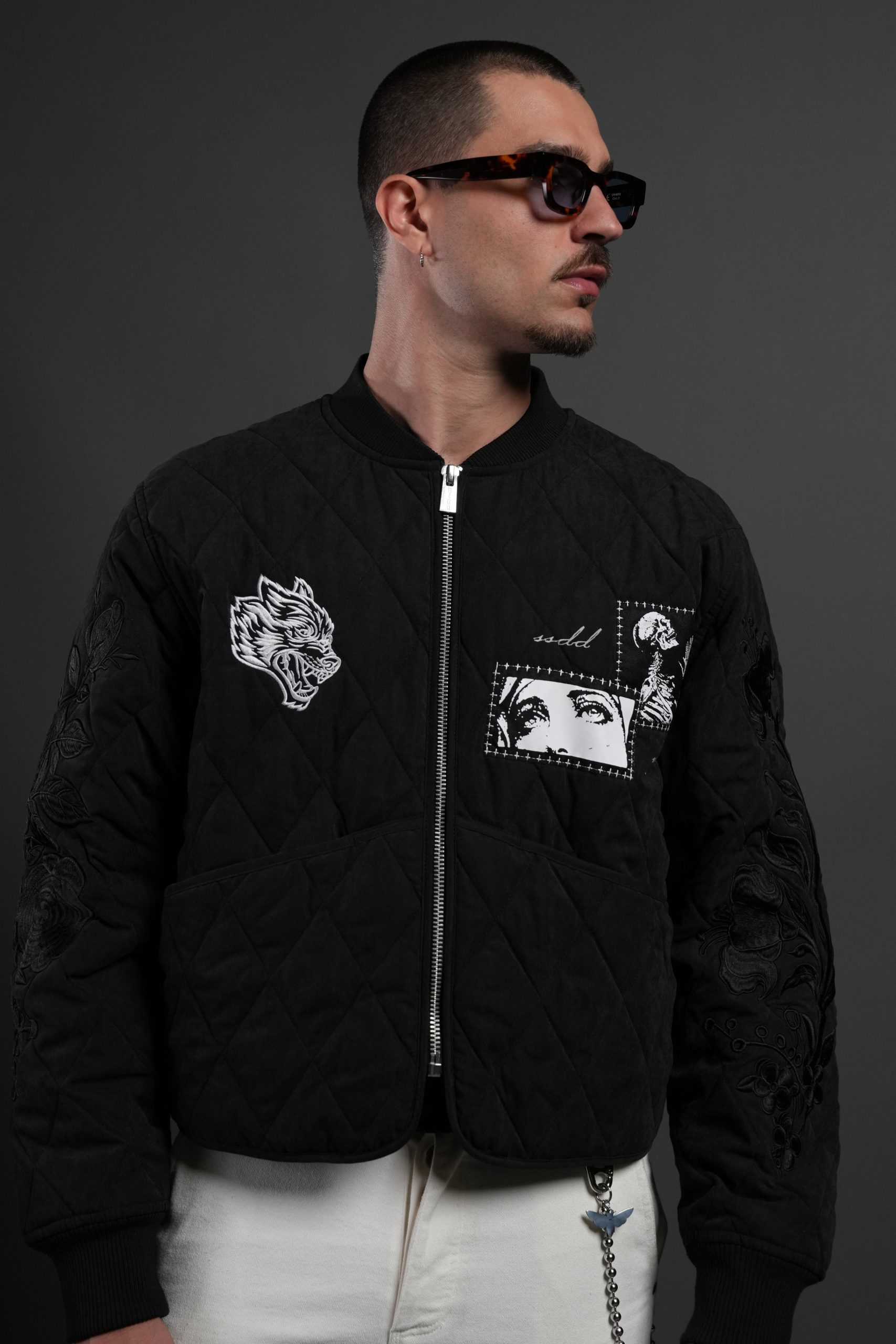Sacred Wolves Boxy Darco Quilted Jacket in Black - Image 4