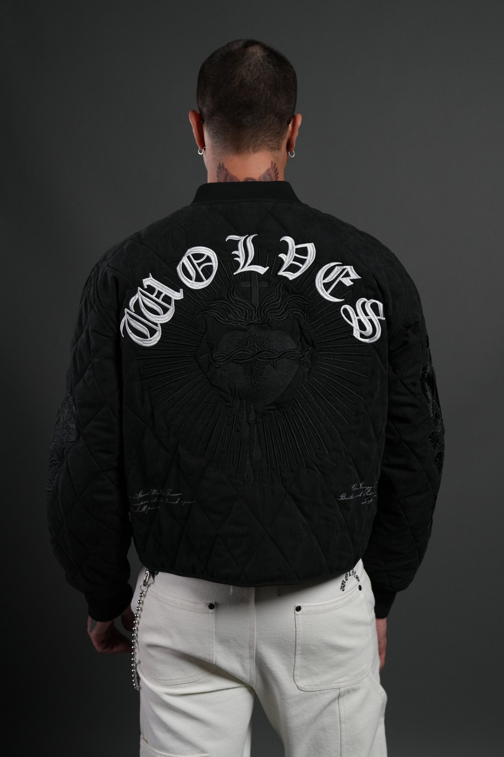 Sacred Wolves Boxy Darco Quilted Jacket in Black - Image 2