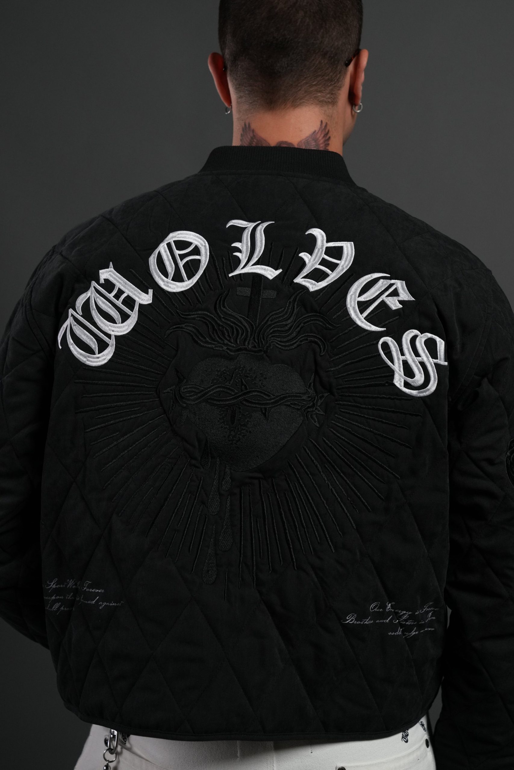 Sacred Wolves Boxy Darco Quilted Jacket in Black - Image 8