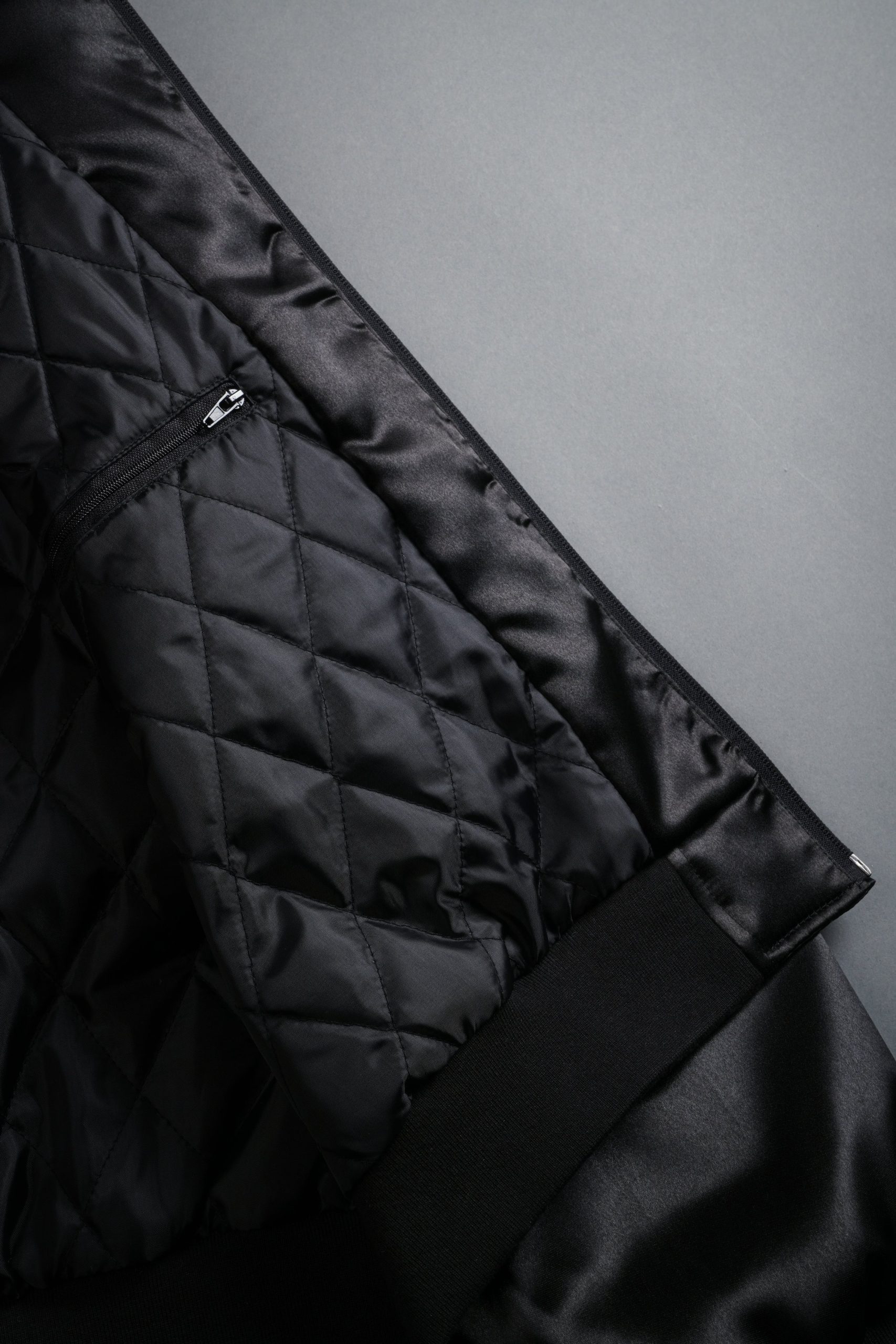 Last Love Unisex Cropped Satin Bomber Jacket in Black - Image 19