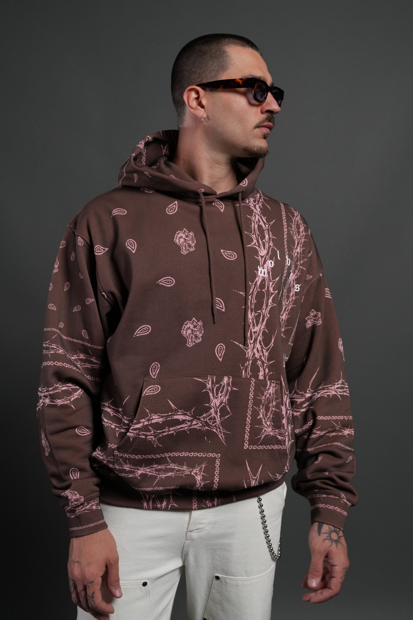 Wolves Pyramid Bishop Hoodie in Desert Dust Thorn Paisley - Image 2