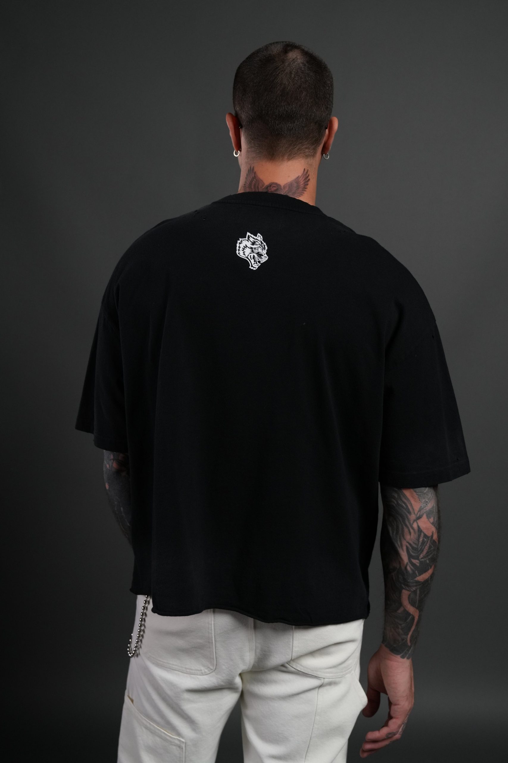 Hell is Real Distressed Grunge Box Cut Tee V2 in Black Drift Wash - Image 2
