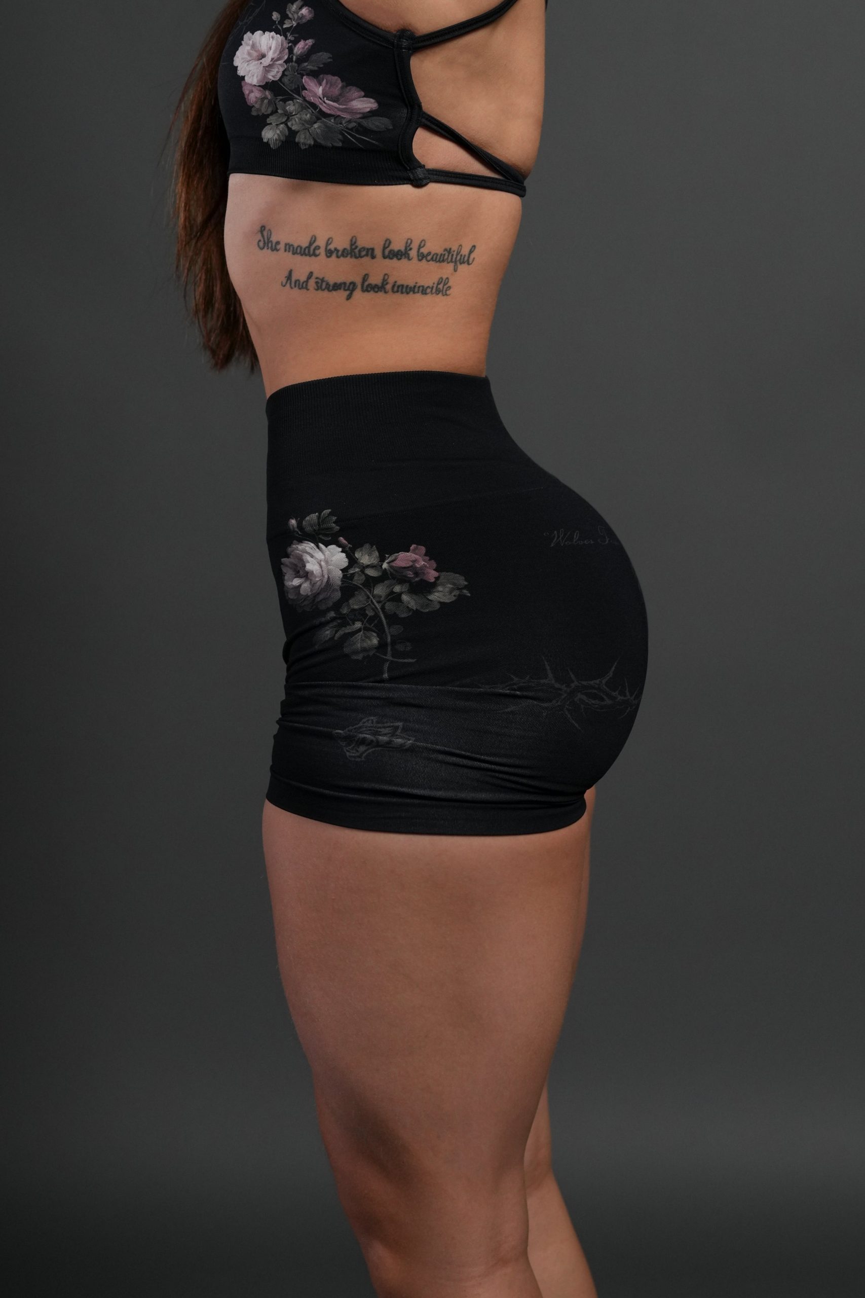 Rose Thorn Stella Soft Seamless Shorts in Black Rose Thorn - Image 3