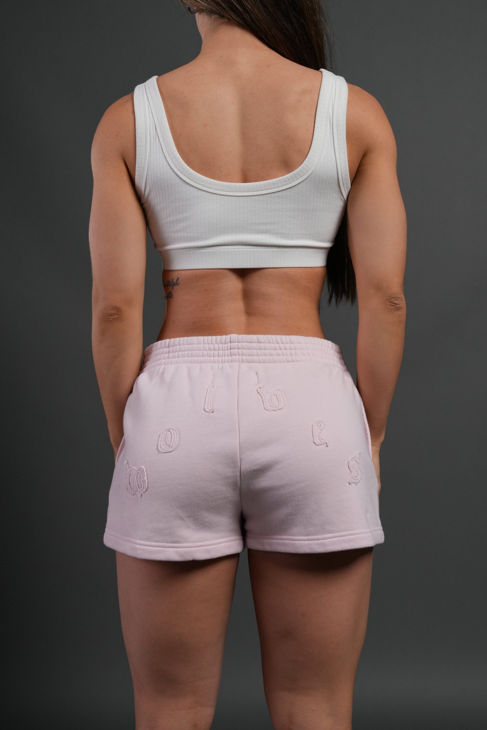 Pyramid Wolves Applique Ellie Sweat Shorts in Blush Pink - Image 3