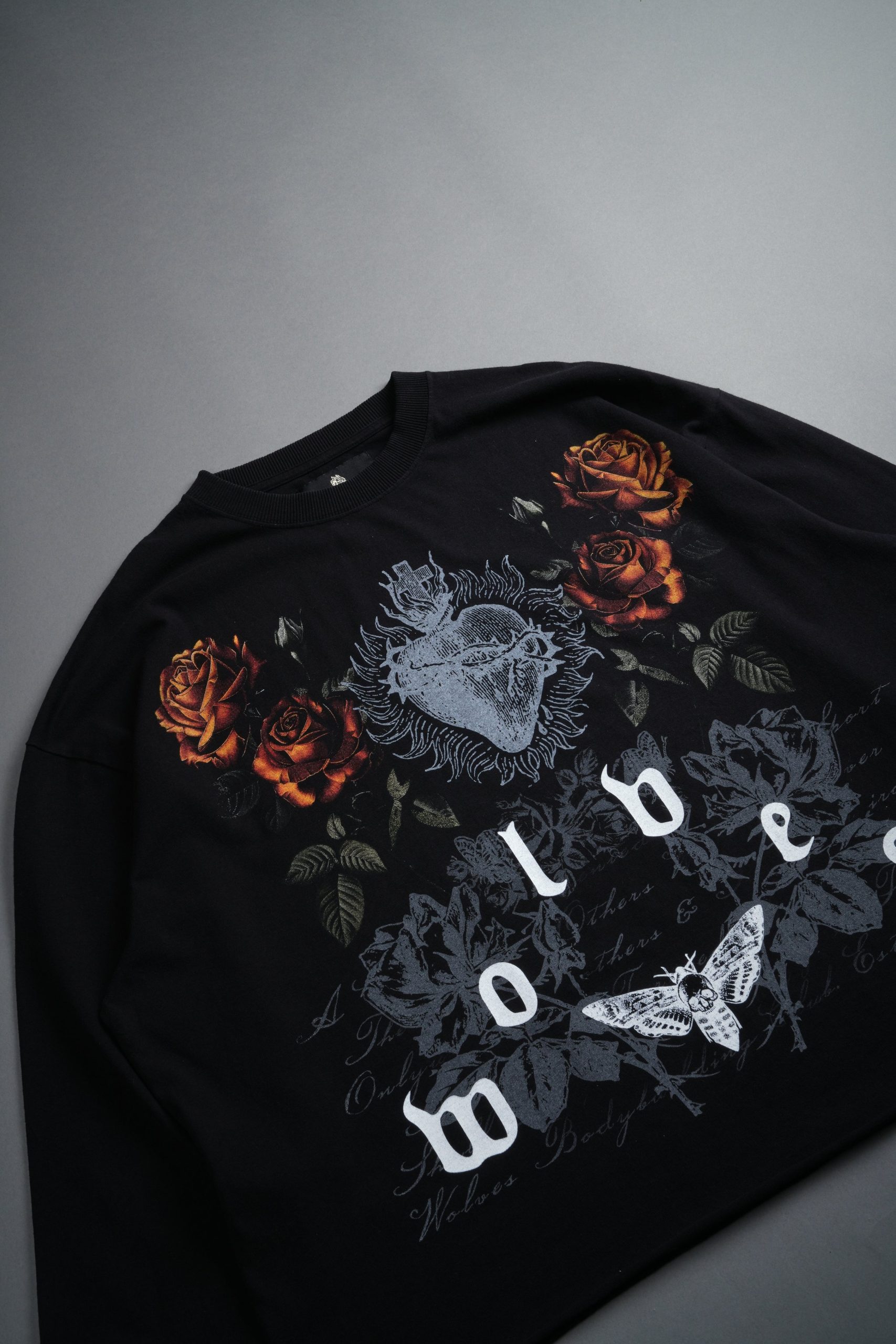 You Are the Reason Grunge Mid-Length Raw Hem LS Tee in Black - Image 8