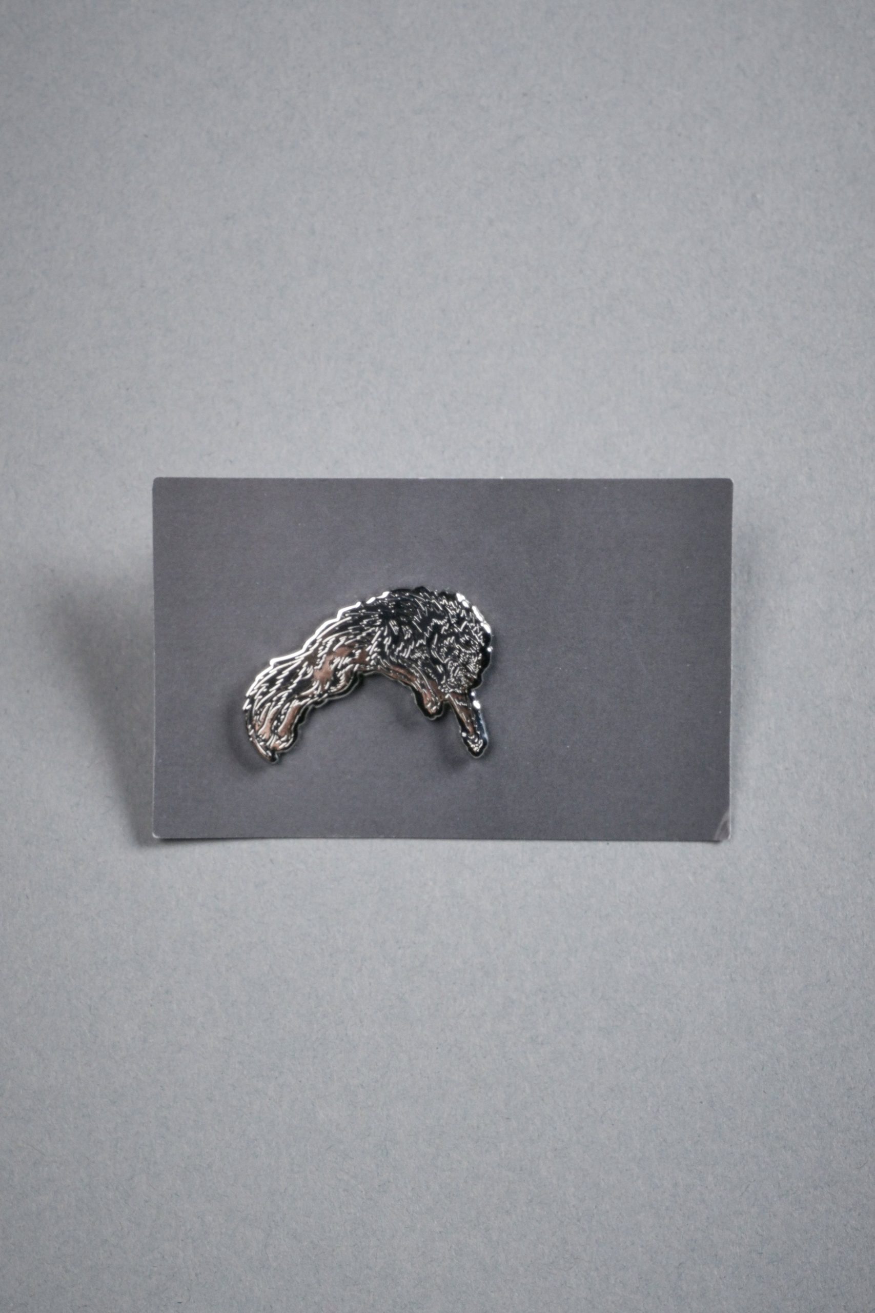 Leaping Wolf Enamel Pin in Silver/Black - Image 2