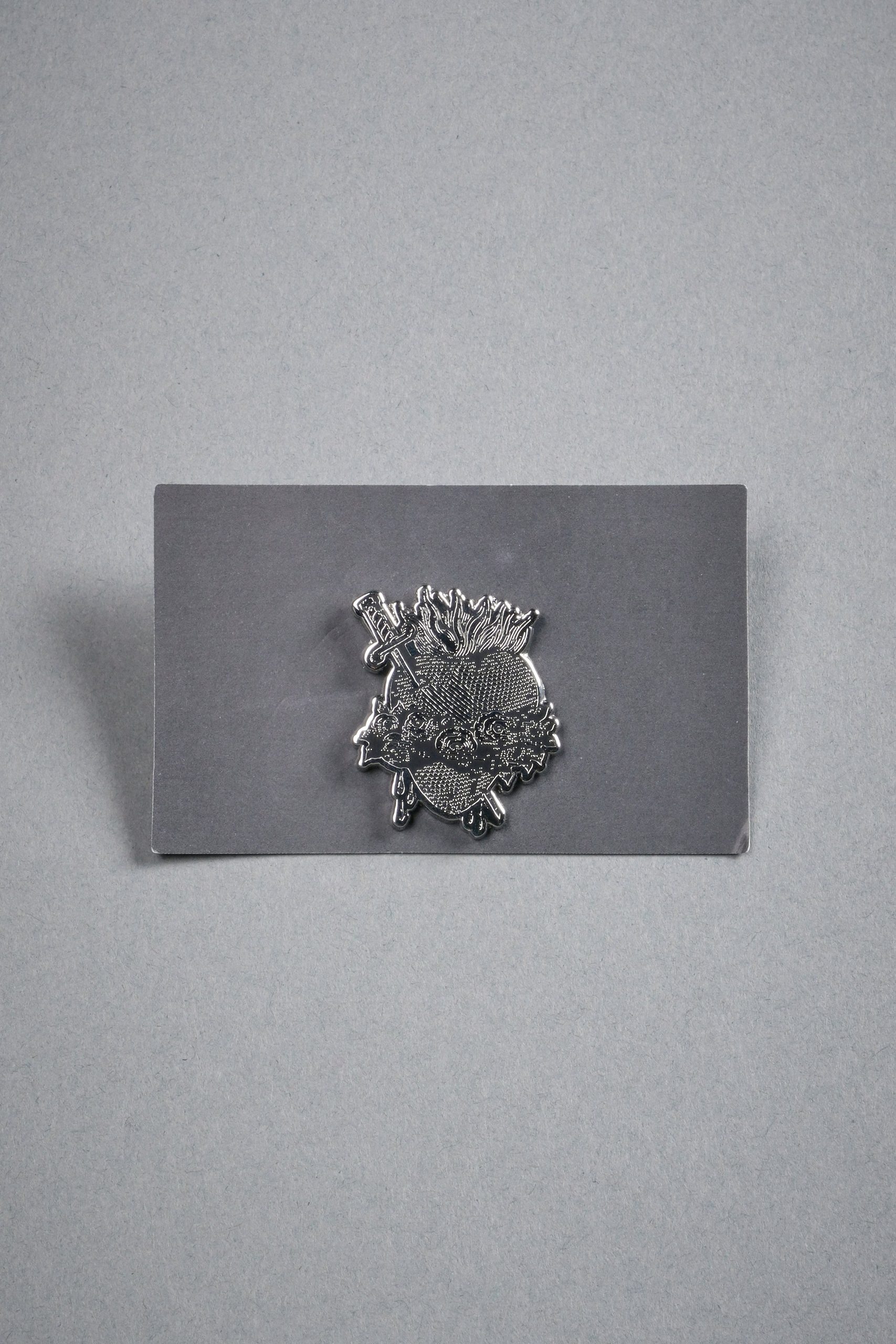 Sacred Heart Enamel Pin in Silver/Black - Image 2