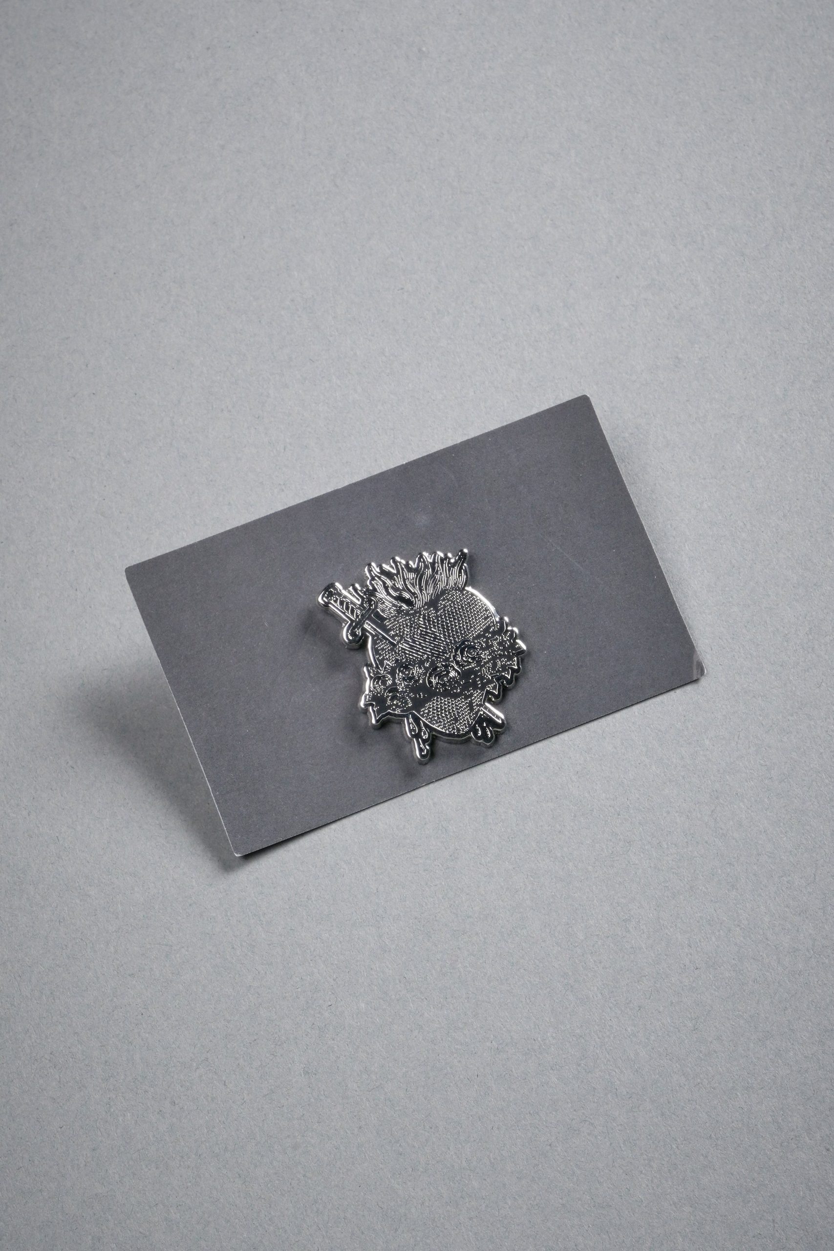 Sacred Heart Enamel Pin in Silver/Black - Image 3