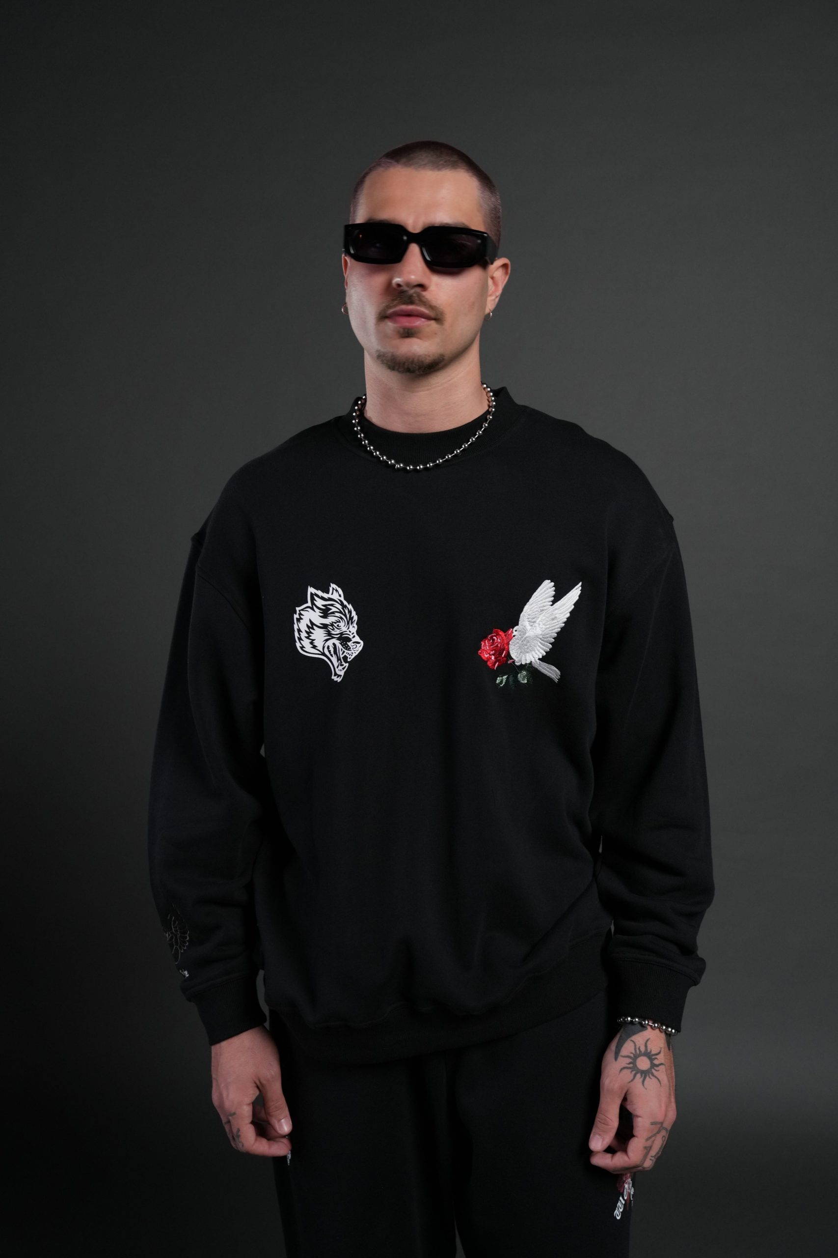 Doomed Love London Unisex Crewneck in Black - Image 2