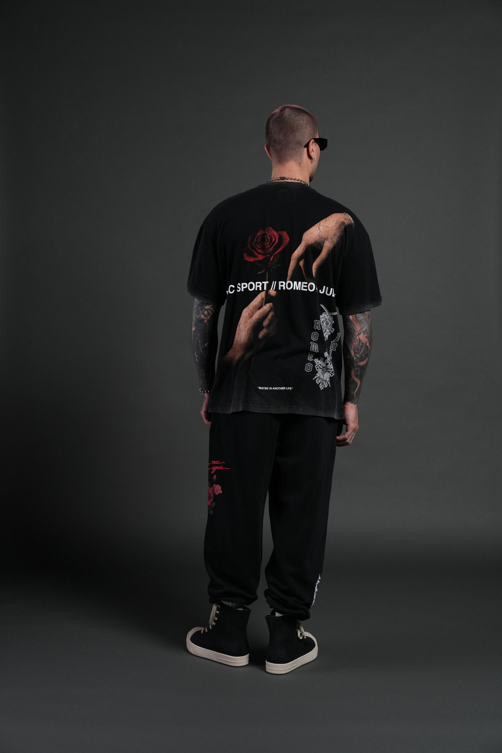 Crossed Hearts Premium Oversized Tee in Black - Image 6