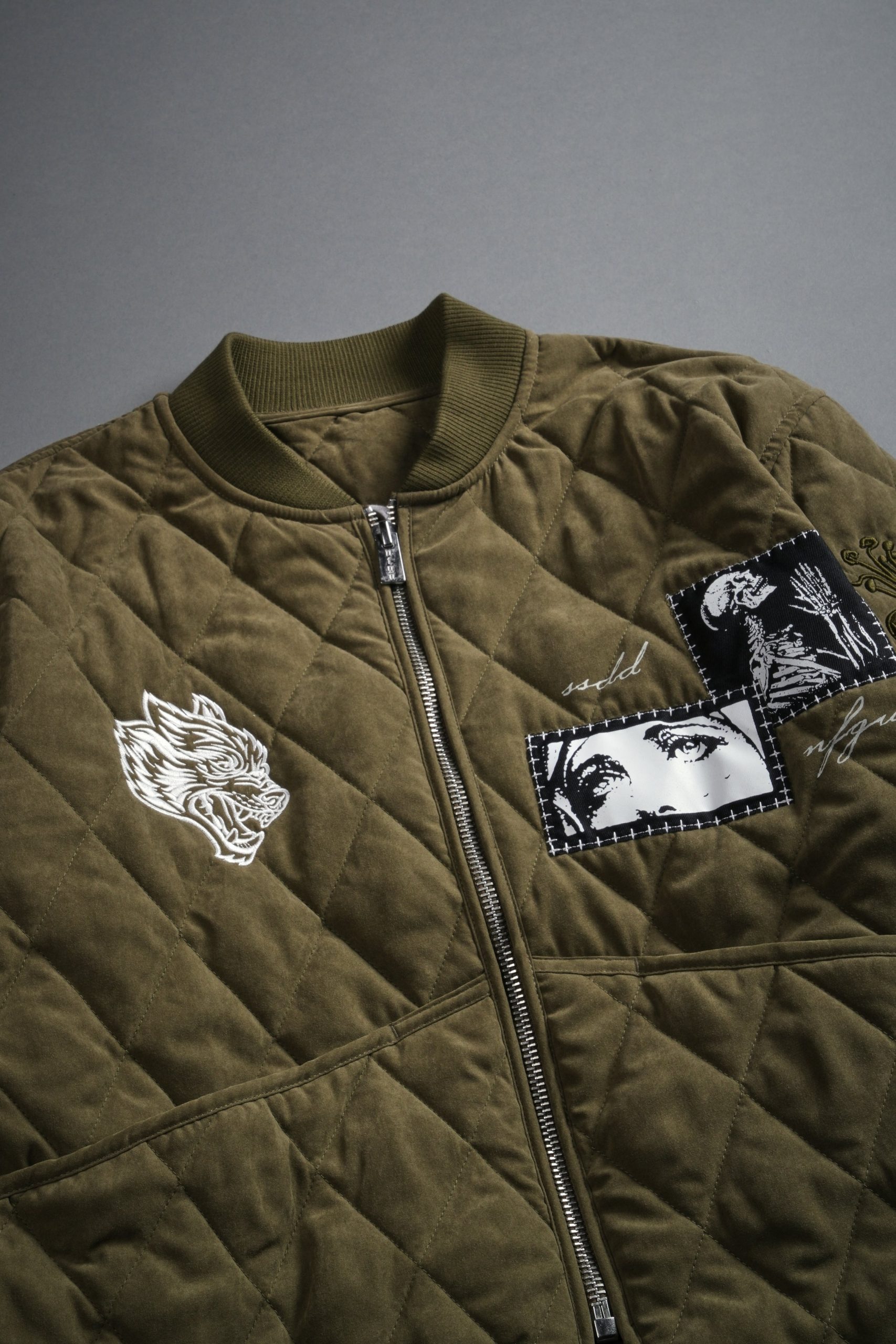 Sacred Wolves Boxy Darco Quilted Jacket in Olive - Image 9